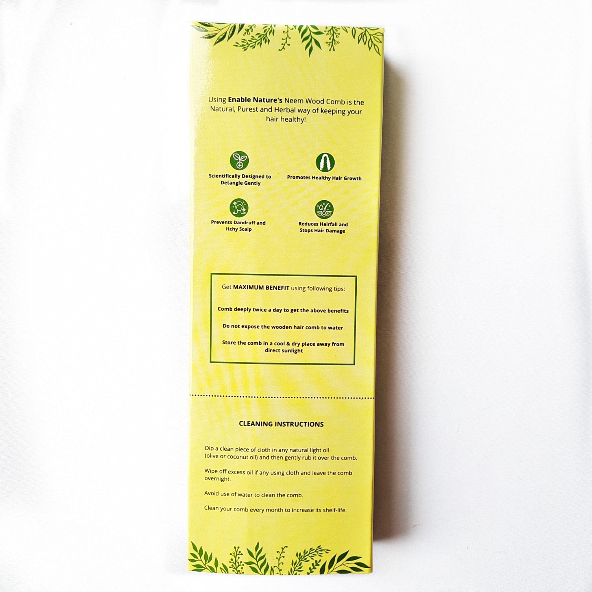 Neem Wood Hair Growth Comb for Men & Women - Anti Dandruff, Reduces Hair Fall & Damage - Natural Ayurvedic Wooden Comb with Single Teeth Narrow Design (Brown) | Perfect for Scalp Massage, Detangling & Daily Hair Care Routine