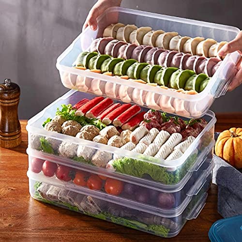 Stackable Microwave-Safe Refrigerator Food Storage Containers - BPA-Free Kitchen Organizer for Vegetables, Eggs & Dumplings | Space-Saving Fridge Box with Lid (Pink) - Perfect for Meal Prep, Leftovers & Small Kitchen Organization