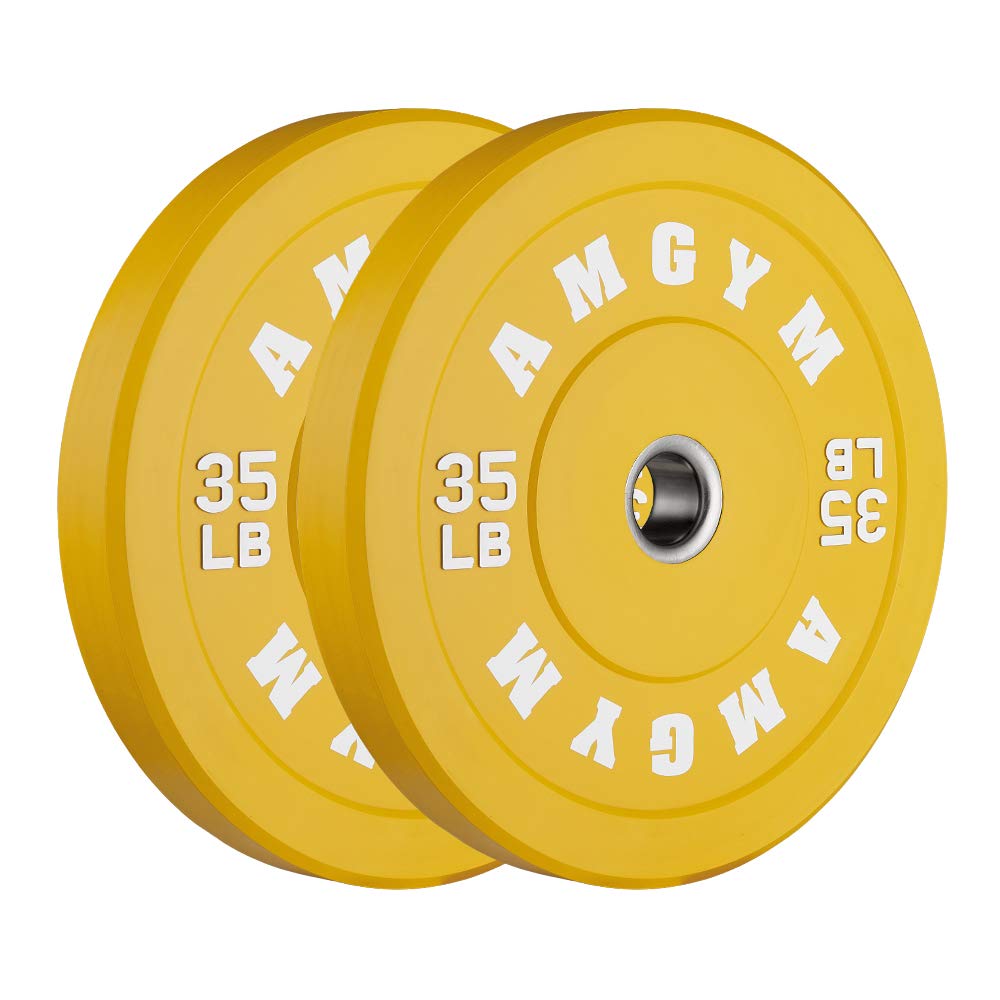 AMGYM Color Olympic Bumper Plates - 10LB to 55LB Weight Plates with Steel Insert for Strength Training & CrossFit - Perfect for Home Gym, Weightlifting, and Functional Fitness Workouts