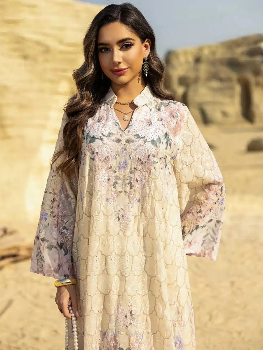Elegant Eid Dress for Women - Embroidered Caftan Kaftan with Floral Print #25463 | Perfect for Eid Celebrations, Weddings & Special Occasions