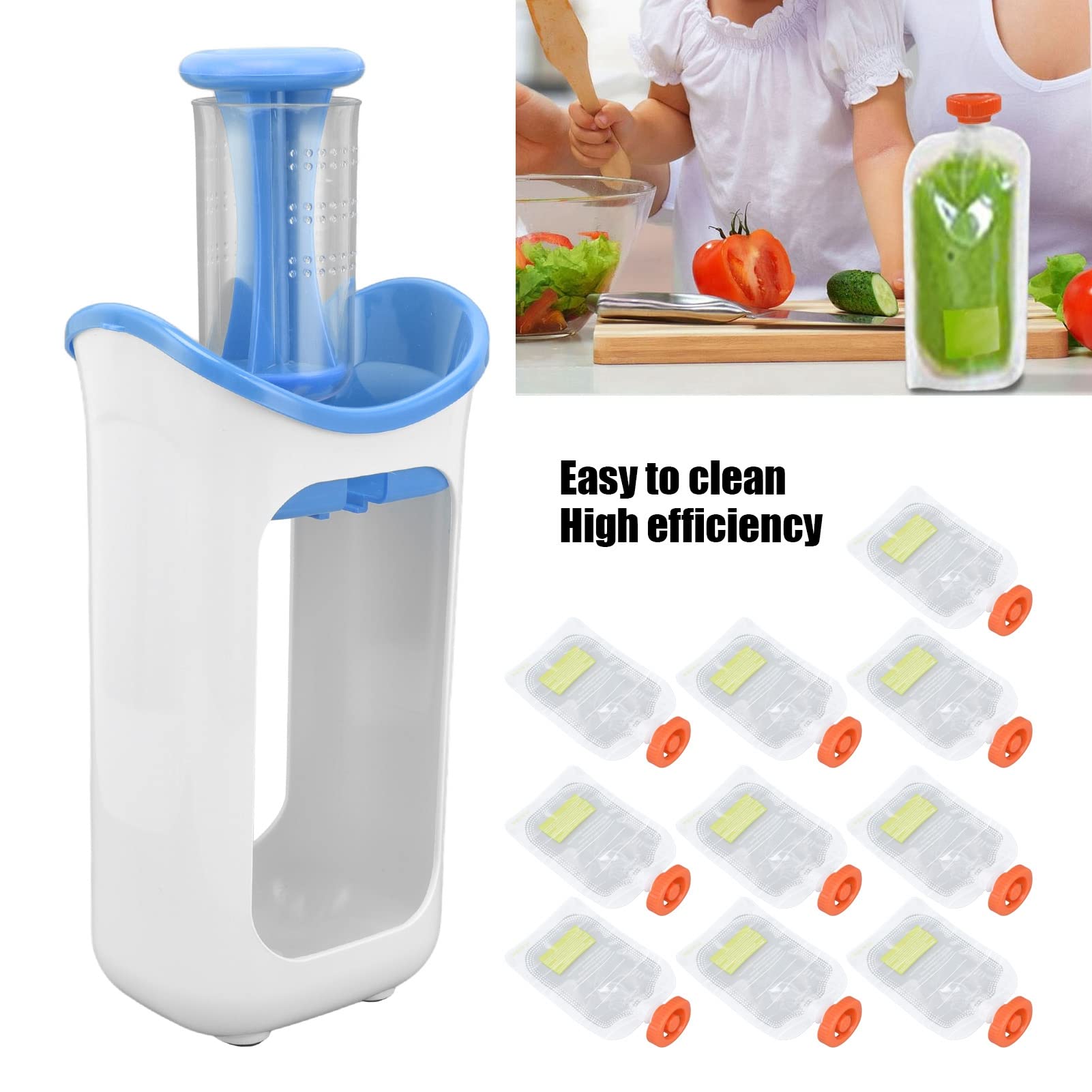 Baby Food Maker & Puree Blender - 4-in-1 Baby Food Processor with Grinder, Chopper & Pouch Filler - BPA-Free Infant Feeding Supplies (Blue) - Perfect for Homemade Baby Food Prep & On-the-Go Feeding