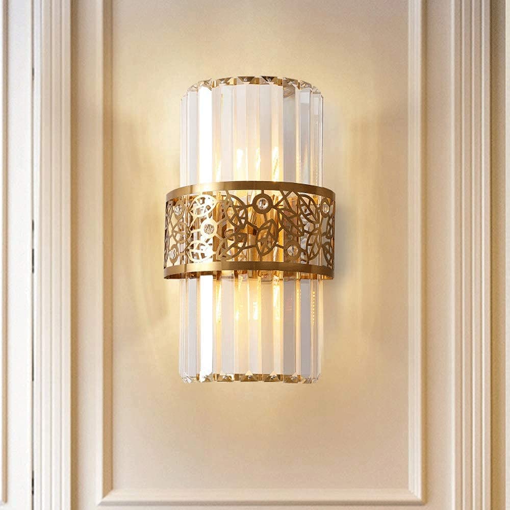 Postmodern Crystal Wall Lamps - Creative Bedside Night Light with Hollow Metal Decor, Modern Indoor Wall Fixture for Hallway, Living Room, Dining Room & Kitchen (E14 Lamp Holder) - Perfect for Bedroom Ambiance & Home Decor Lighting