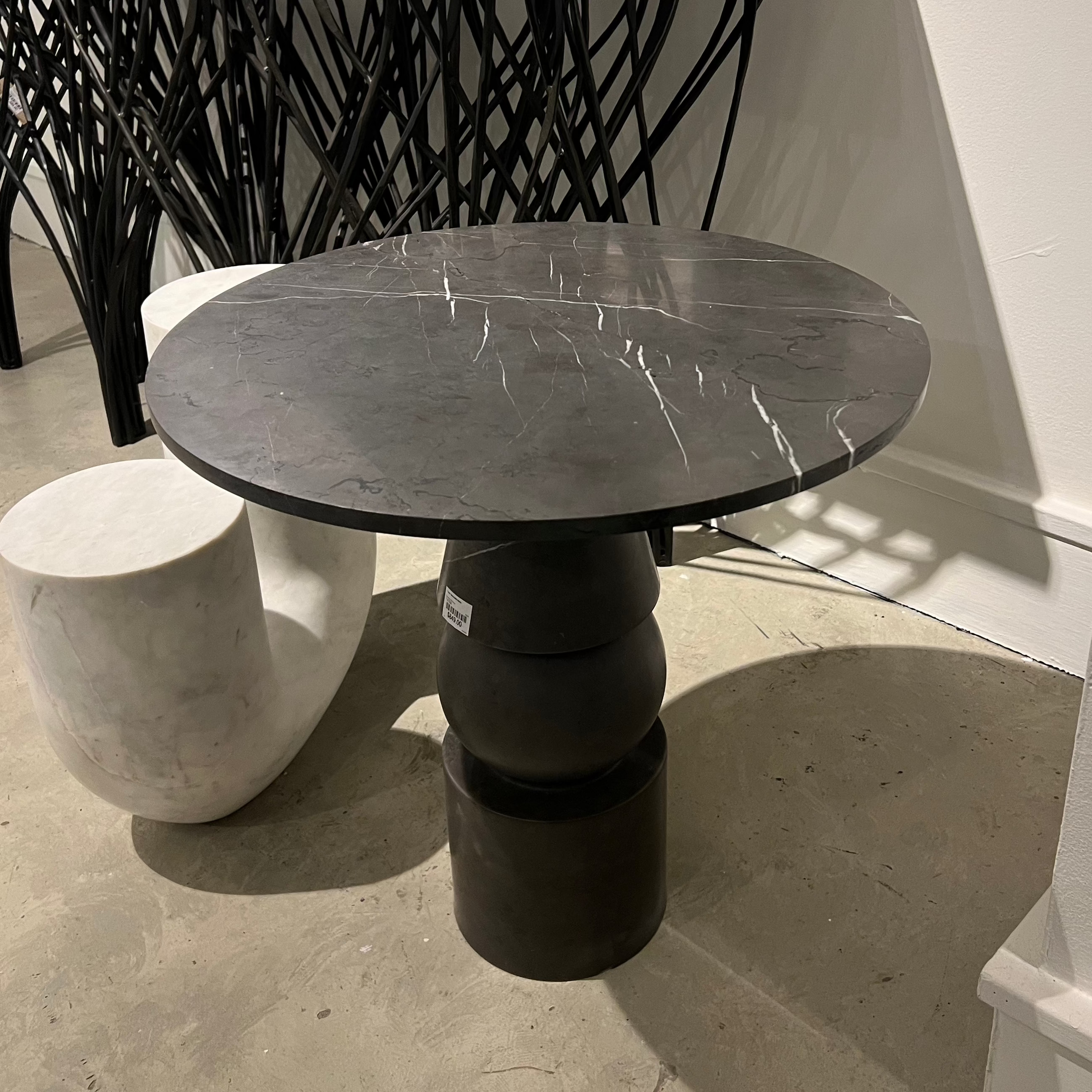 Premium Cargo Table with Grafitto Marble Top - Modern Industrial Style Coffee Table for Living Room, Office & Outdoor Use