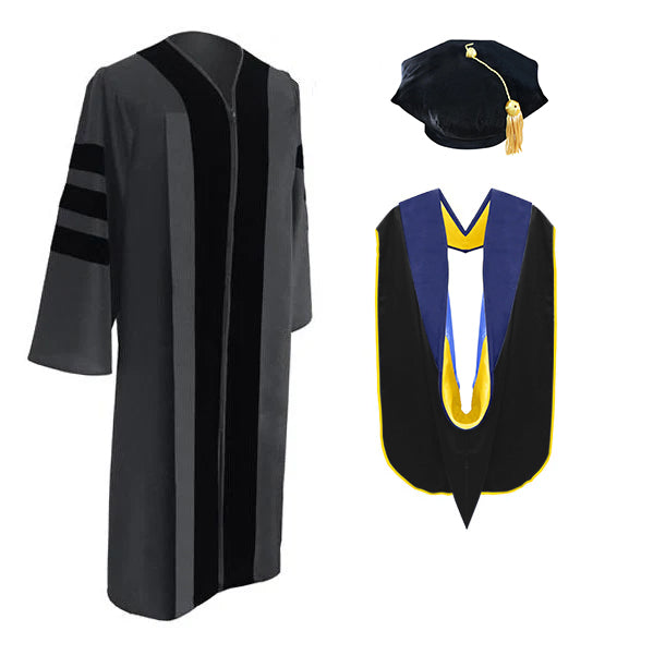 UCLA Graduation Gown & Hood Set - Classic Doctoral Regalia Package for Commencement Ceremony, Academic Events & Professional Photos