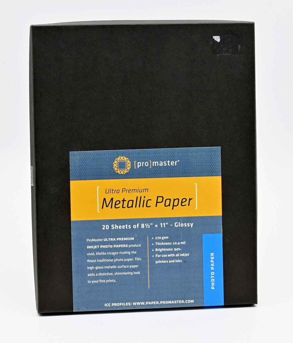 ProMaster Silver Metallic Inkjet Photo Paper 8.5x11 Inches - 20 Sheets for Stunning Prints | Perfect for Photo Albums, Greeting Cards & Wall Art