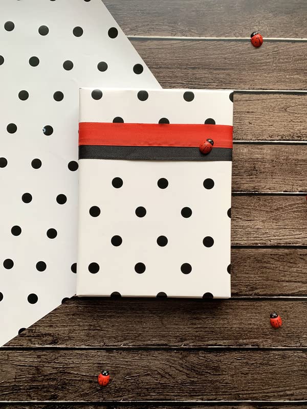 Premium Dovetail Black Polka Dot Gift Wrapping Paper - 6 Sheets Pack for Birthday, Christmas & Party Presents