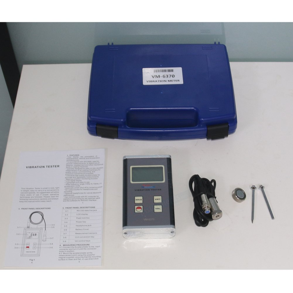 Teren-VM-6370 Digital Vibration Meter Tester - Portable Vibrometer Gauge for Industrial Machinery, HVAC Systems & Rotating Equipment - Measure Vibration Frequency & Acceleration for Predictive Maintenance