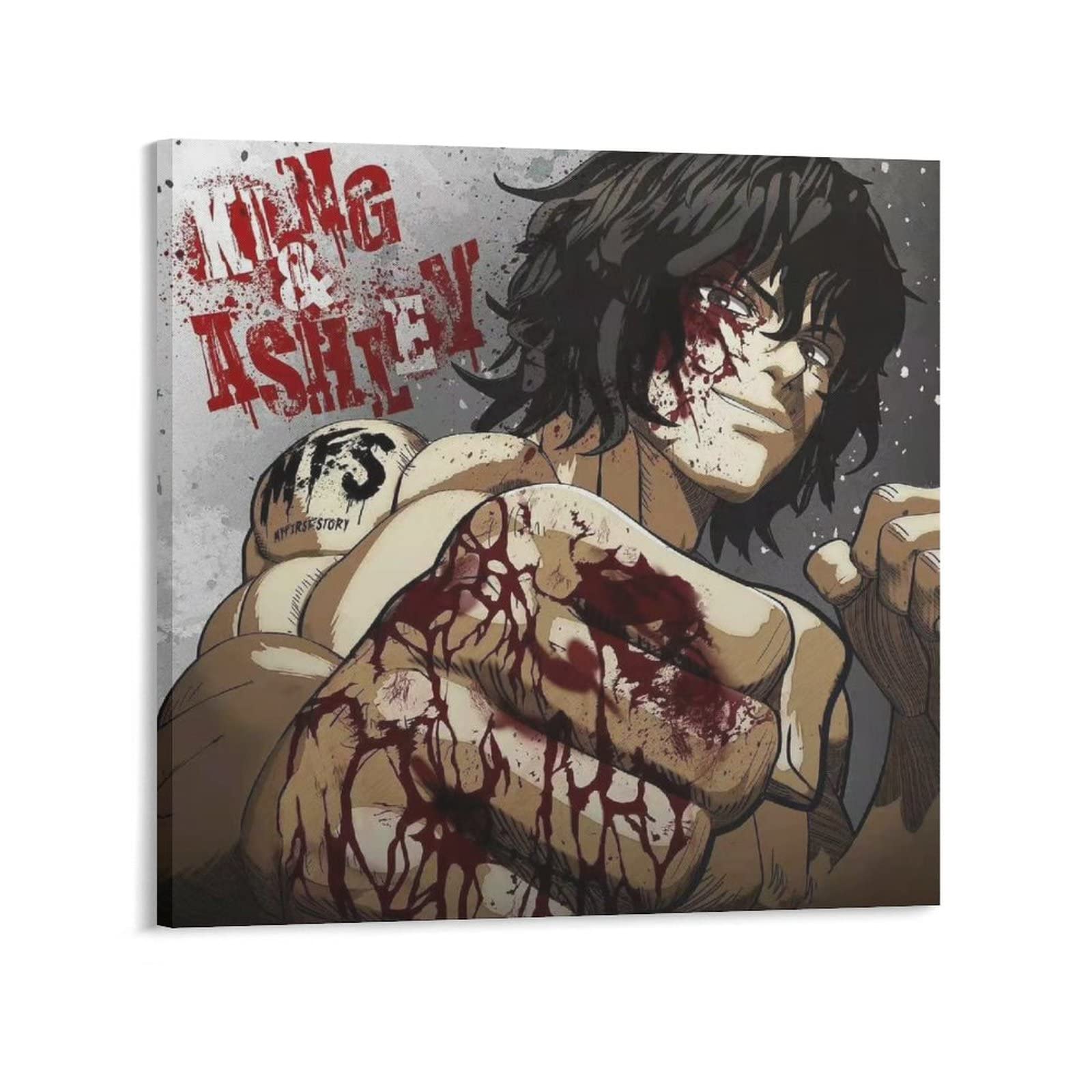Kengan Ashura Boxing Poster - 28x28 Inch (70x70cm) Anime Wall Art Canvas Print for Men's Bedroom & Living Room Decor - Perfect Gift for Martial Arts & Anime Fans