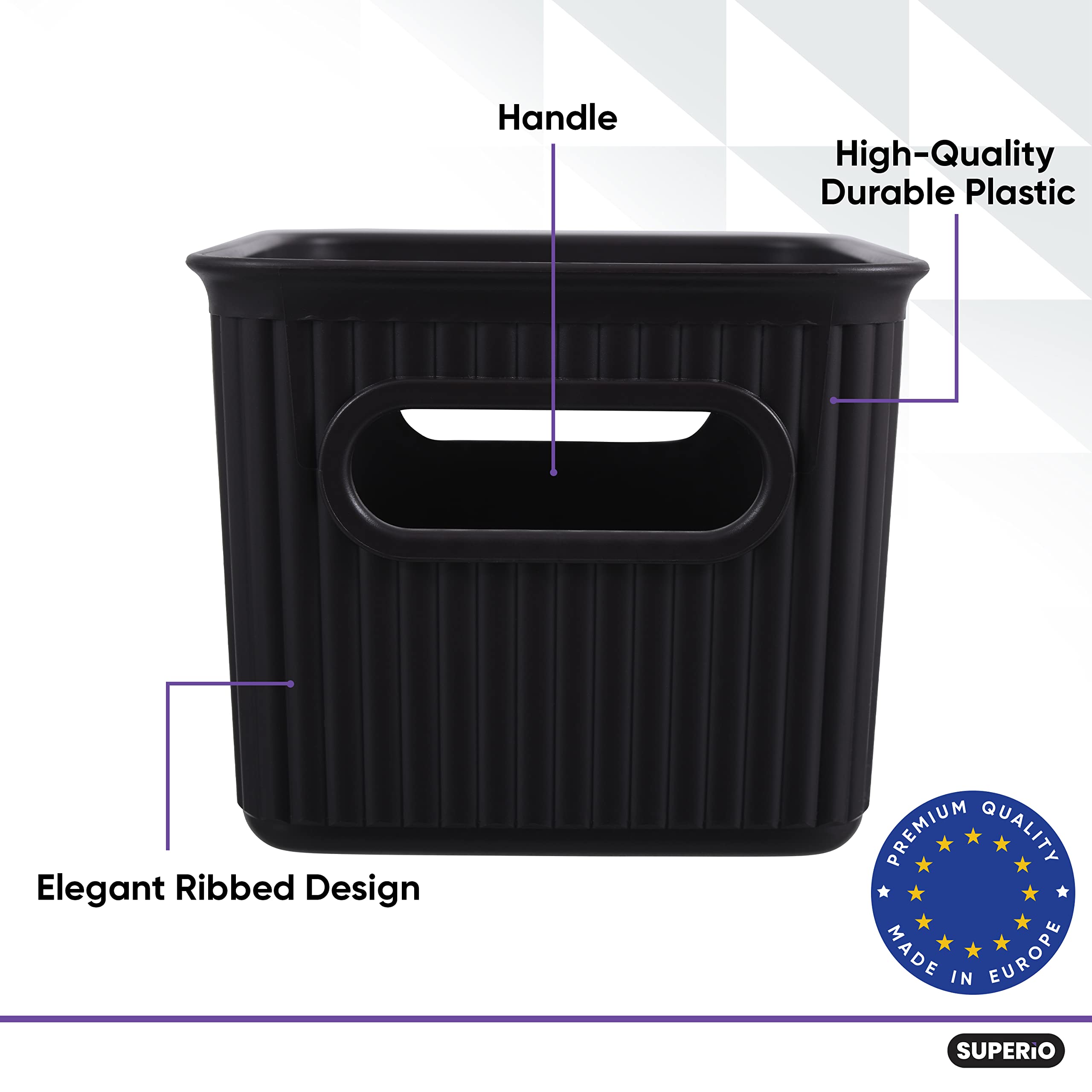 Superior Ribbed Plastic Storage Bins - 1.5L Small Brown Organizer Baskets (1-Pack) for Home, Closet, Shelves & Drawer Organization | Decorative Open Container Boxes | Perfect for Bedroom, Bathroom & Office Storage Solutions