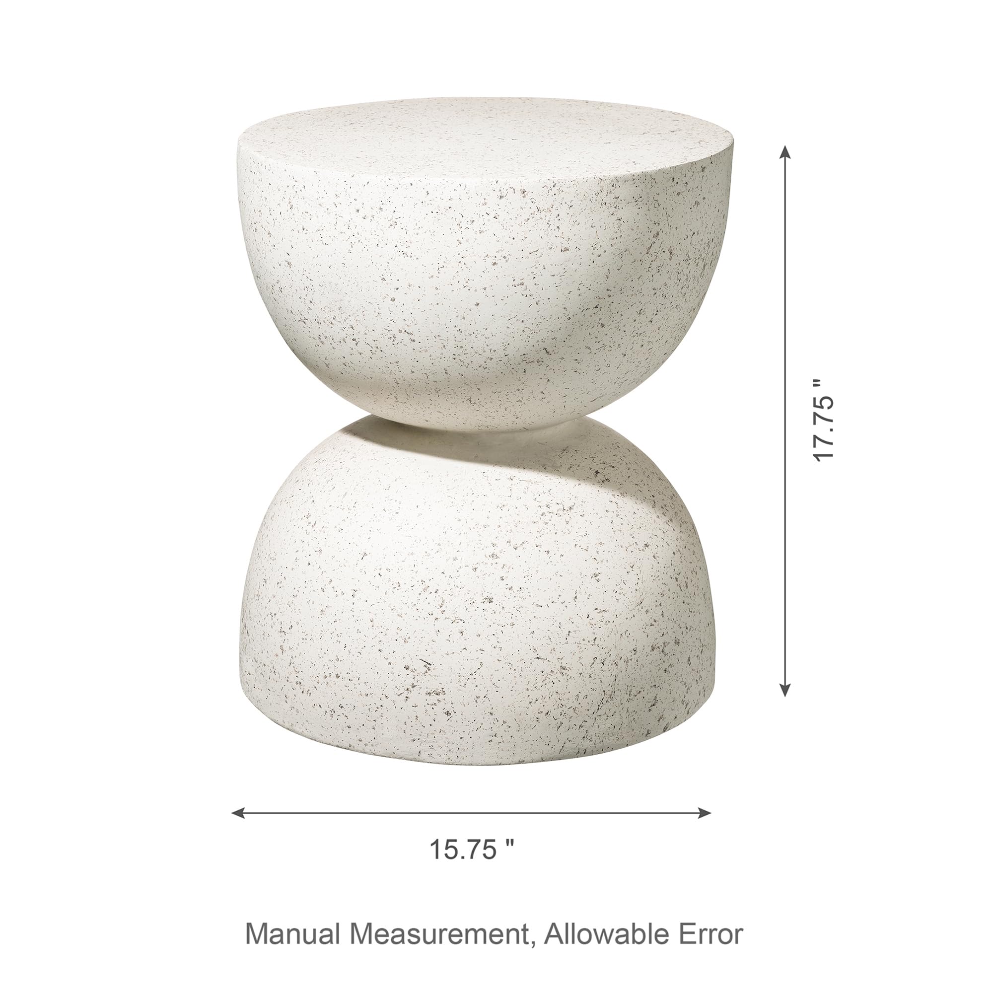 Glitzhome Modern Decorative Garden Stool - 17.75 Inch Heavy Duty Patio Side Table with Faux Terrazzo Design for Indoor & Outdoor Use - Perfect as Plant Stand, Accent Table or Outdoor Seating - White