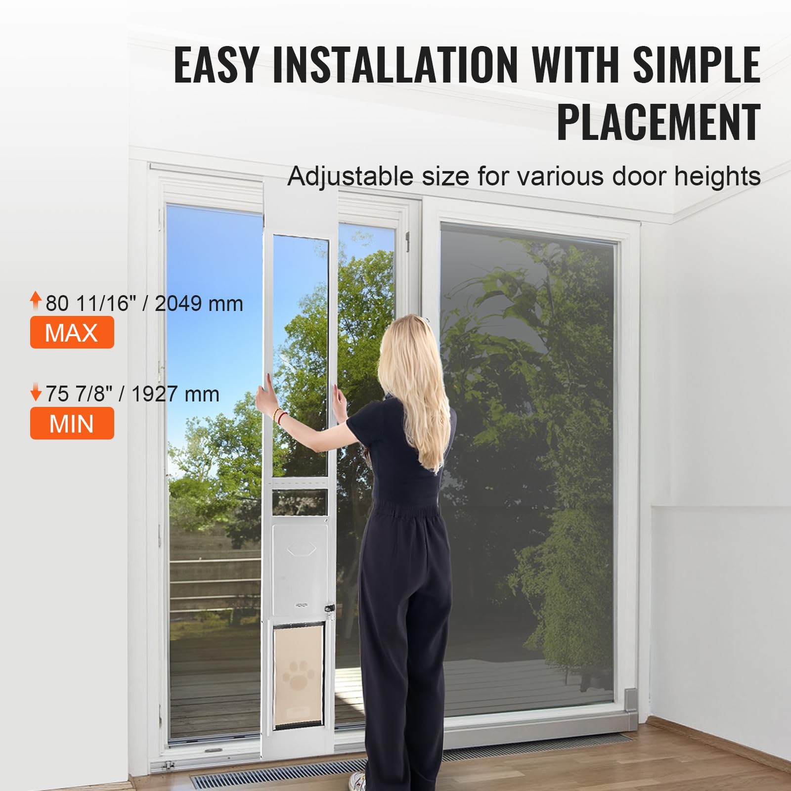 VEVOR Adjustable Pet Door for Sliding Glass Doors - 75 7/8