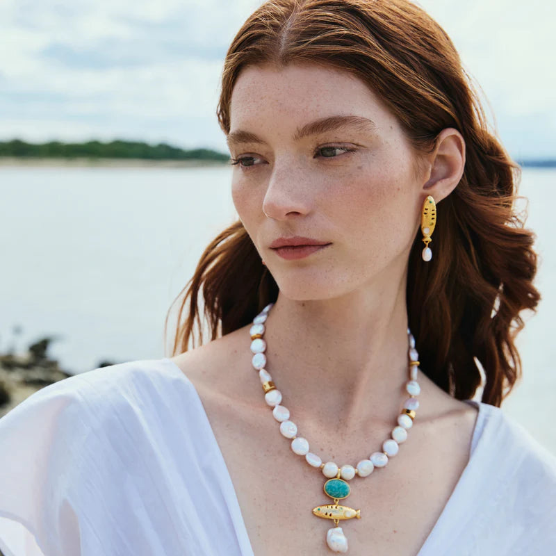 Sardinia Pearl Necklace for Women - Elegant 18K Gold Plated Cultured Pearl Jewelry - Perfect for Weddings, Parties & Special Occasions