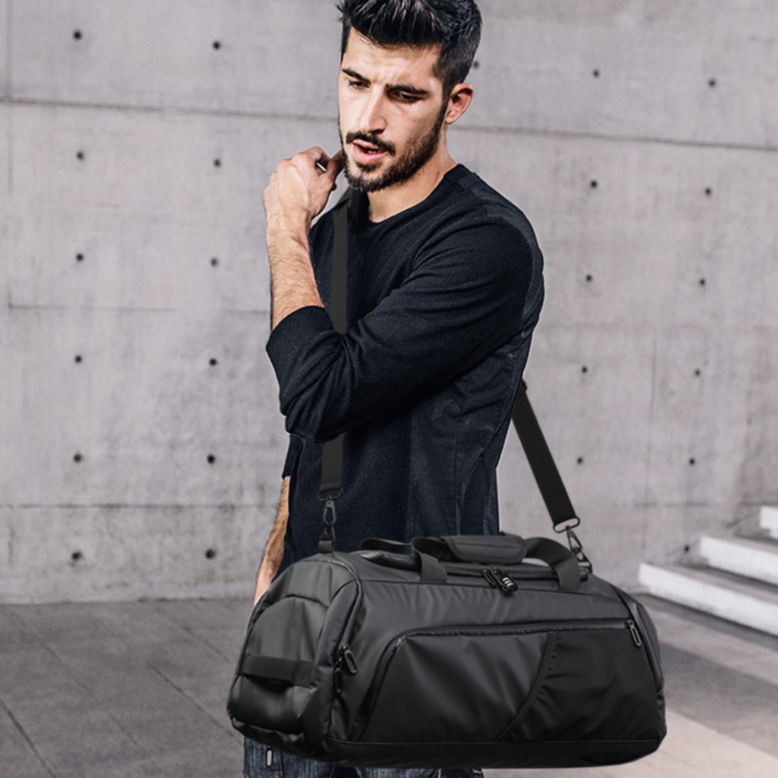 **40L Heavy Duty Gym Bag for Men - Waterproof & Tear Resistant Travel Duffel Bag with Shoe Compartment, Adjustable Strap - Perfect for Workout, Weekender Overnight Trips, Camping & Outdoor Adventures**