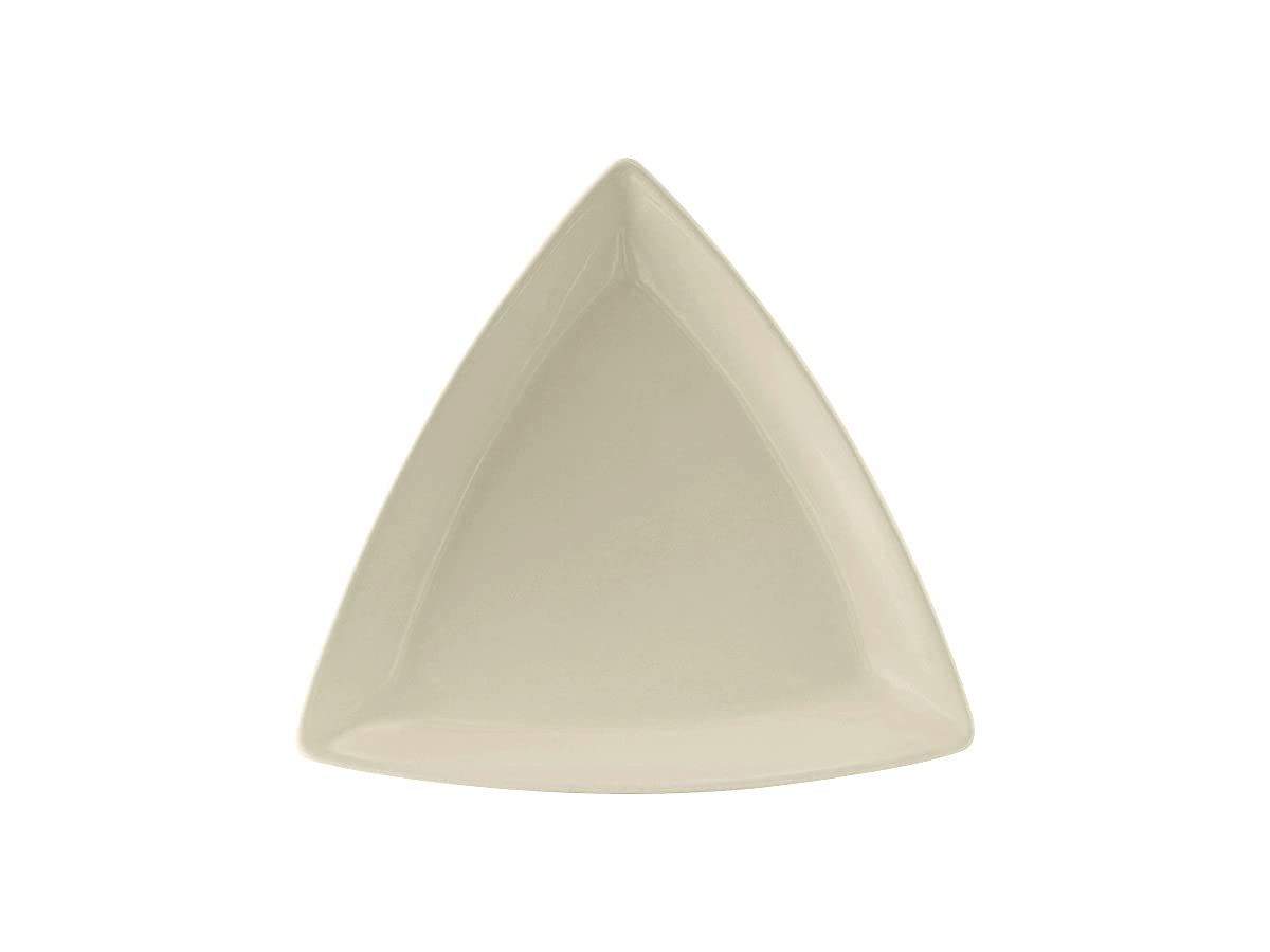 Tuxton BEZ-0728 7.25-Inch Triangular Ceramic Plate with Rolled Edge - Microwave, Dishwasher & Oven Safe Vitrified DuraTux Dinnerware - Set of 12 in American White/Eggshell - Perfect for Restaurants, Catering & Everyday Dining