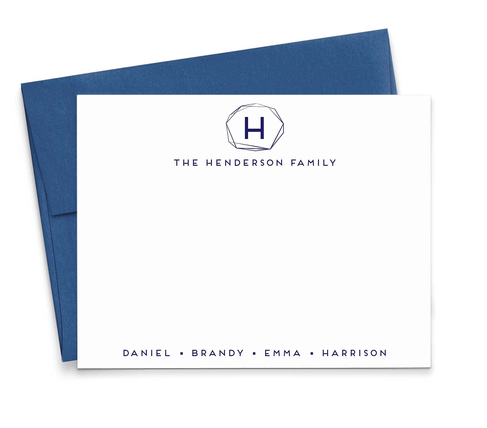Personalized Monogram Family Stationery Set - Custom Flat Note Cards for Housewarming Gifts, Modern Stationary with Color & Quantity Options | Perfect for Thank You Notes, Wedding Invitations & Family Correspondence