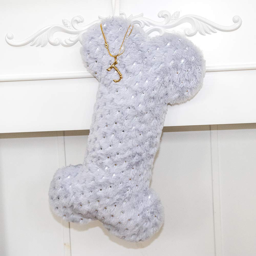 Personalized Pet Dog Christmas Stocking - Durable Holiday Stocking for Dogs, Custom Pet Gift & Family Decor (Grey) | Perfect for Fireplace Mantel, Christmas Tree Decorations & Pet Lover Gifts