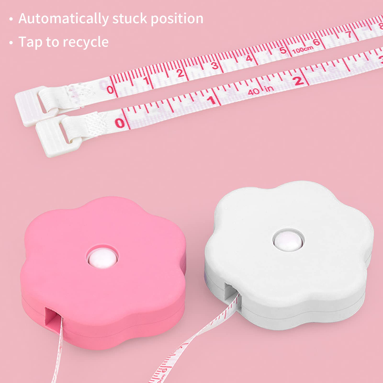 2 Pack Retractable Soft Tape Measure - Pink Cat Paw Design, Double Scale PVC Body Measuring Tape for Sewing, Weight Loss & Clothing Fabric - Perfect for Tailors, Fitness Enthusiasts & DIY Crafters