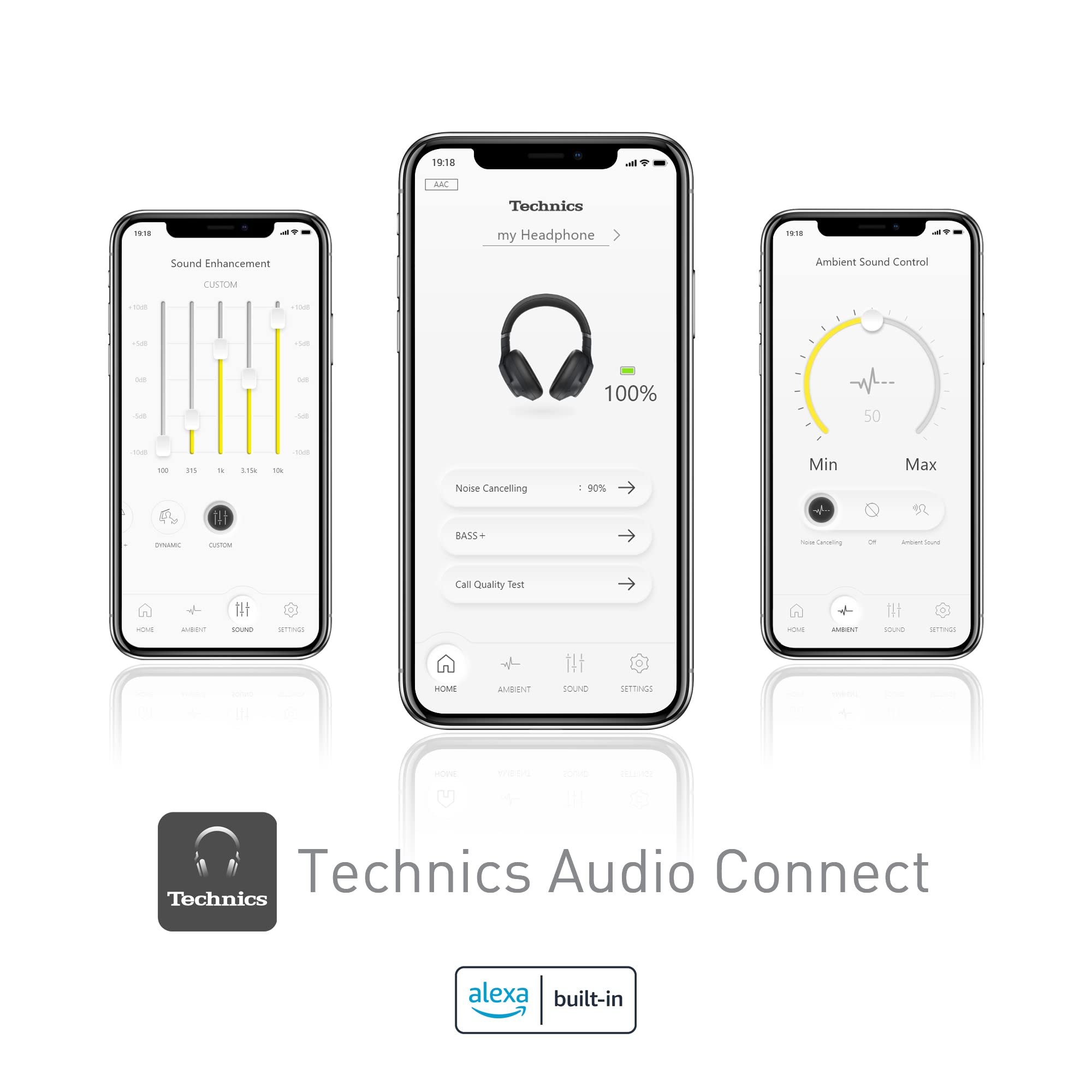 Technics EAH-A800 Premium Closed-Back Wireless Headphones with Noise Cancellation - Black | Perfect for Travel, Office & Home Listening