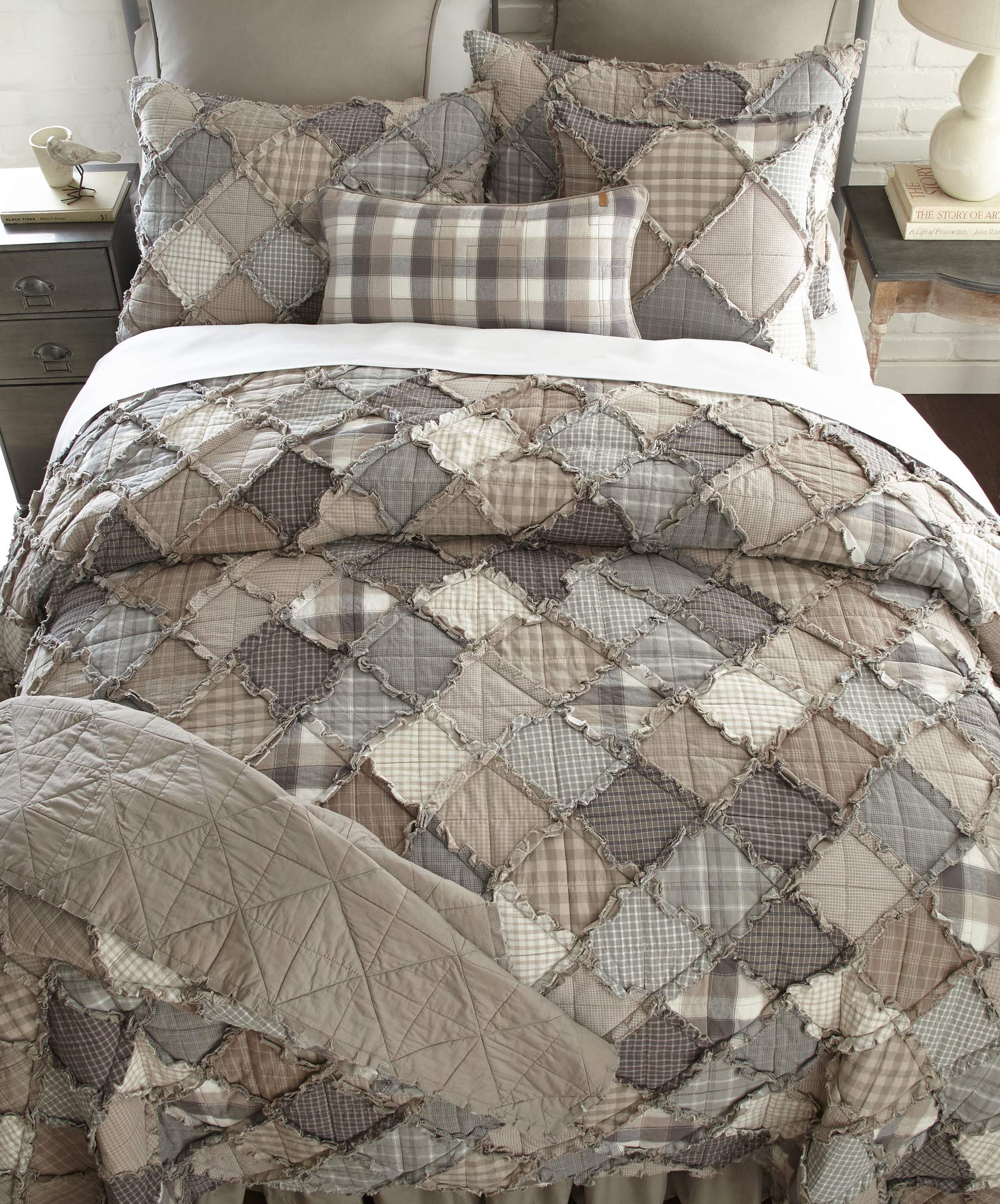 Donna Sharp 3-Piece Smoky Mountain Cotton Contemporary Quilt Set - Full/Queen Quilt & 2 Standard Pillow Shams | Soft Bedding Collection for Cozy Bedroom Decor | Perfect for Guest Rooms, Master Suites & Cabin Retreats