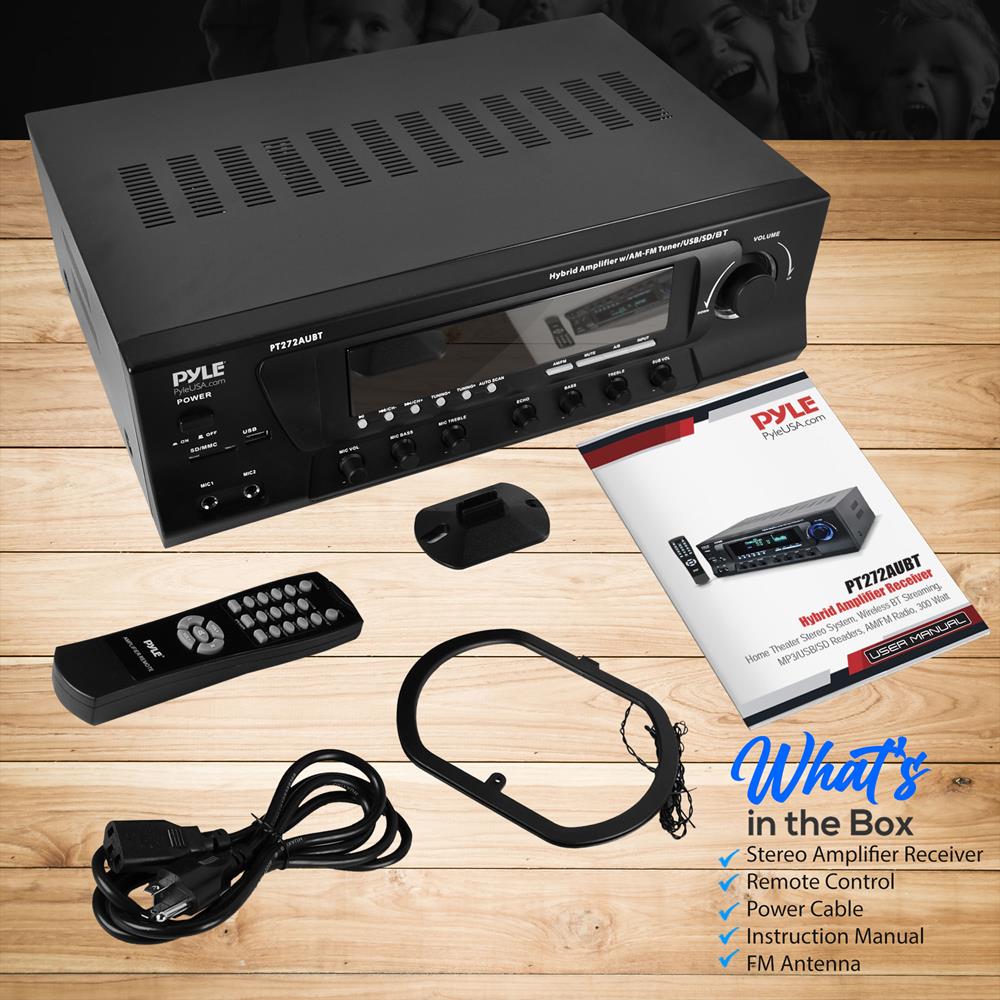 Wireless Bluetooth Home Audio Amplifier - High Power Stereo Receiver for Speakers, Home Theater & Music Streaming - Perfect for Living Room, Parties & Outdoor Events
