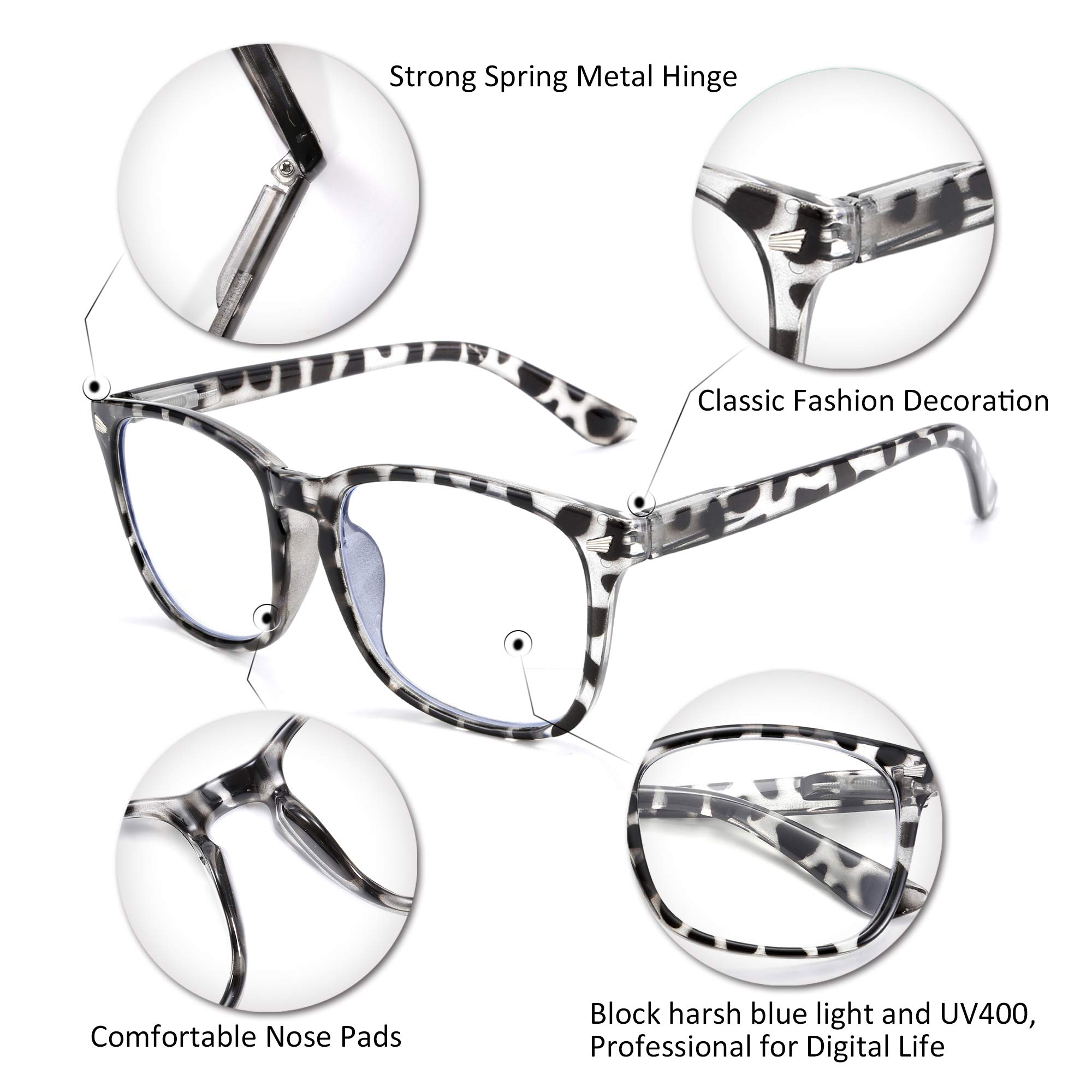 FEISEDY Vintage Blue Light Blocking Glasses for Women & Men - Anti Eyestrain Computer Reading Glasses with Spring Hinge (B2519) - Perfect for Office, Gaming & Nighttime Screen Use