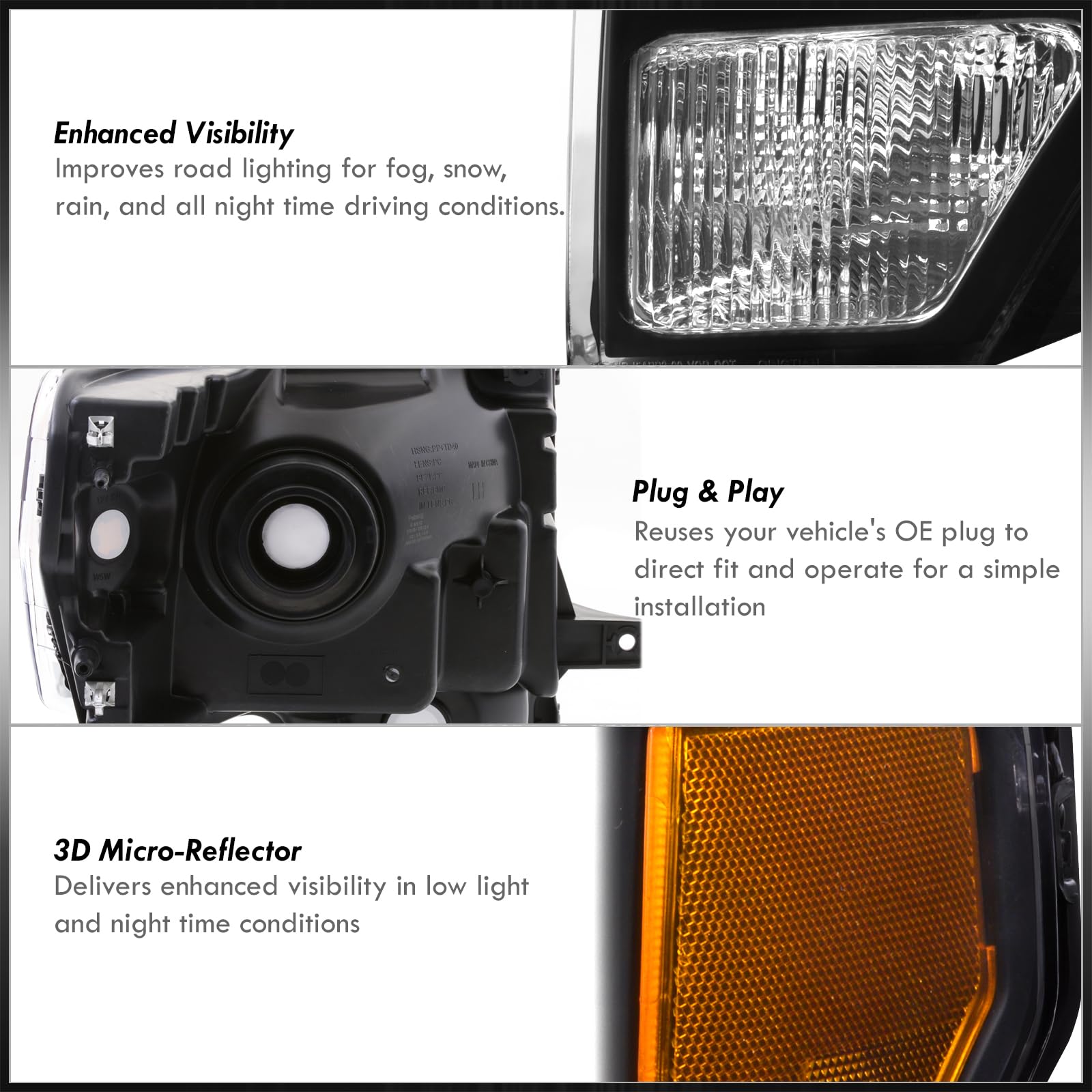 OE Style Halogen Headlights for Ford F-150 2009-2014 - Driving & Signal Lights