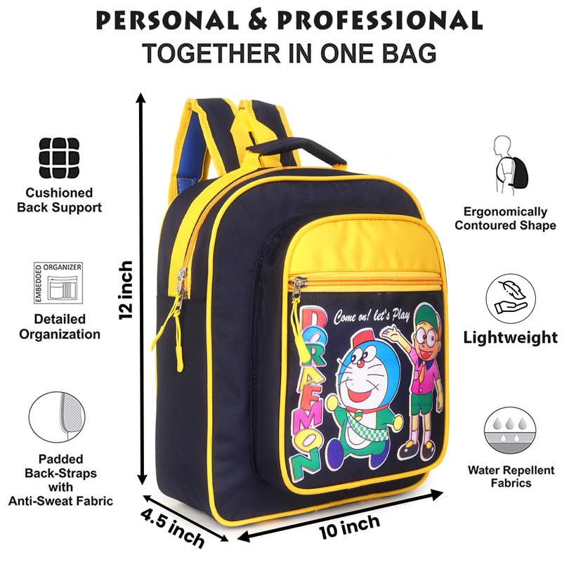 Doraemon Cartoon Kids Backpack 25L - Lightweight Waterproof School Bag with Adjustable Straps & 2 Compartments for Boys and Girls | Perfect for School, Travel, and Daily Use