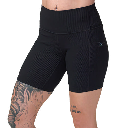 Stylish Ribbed Black Shorts for Women - Comfortable & Trendy Summer Casual Wear