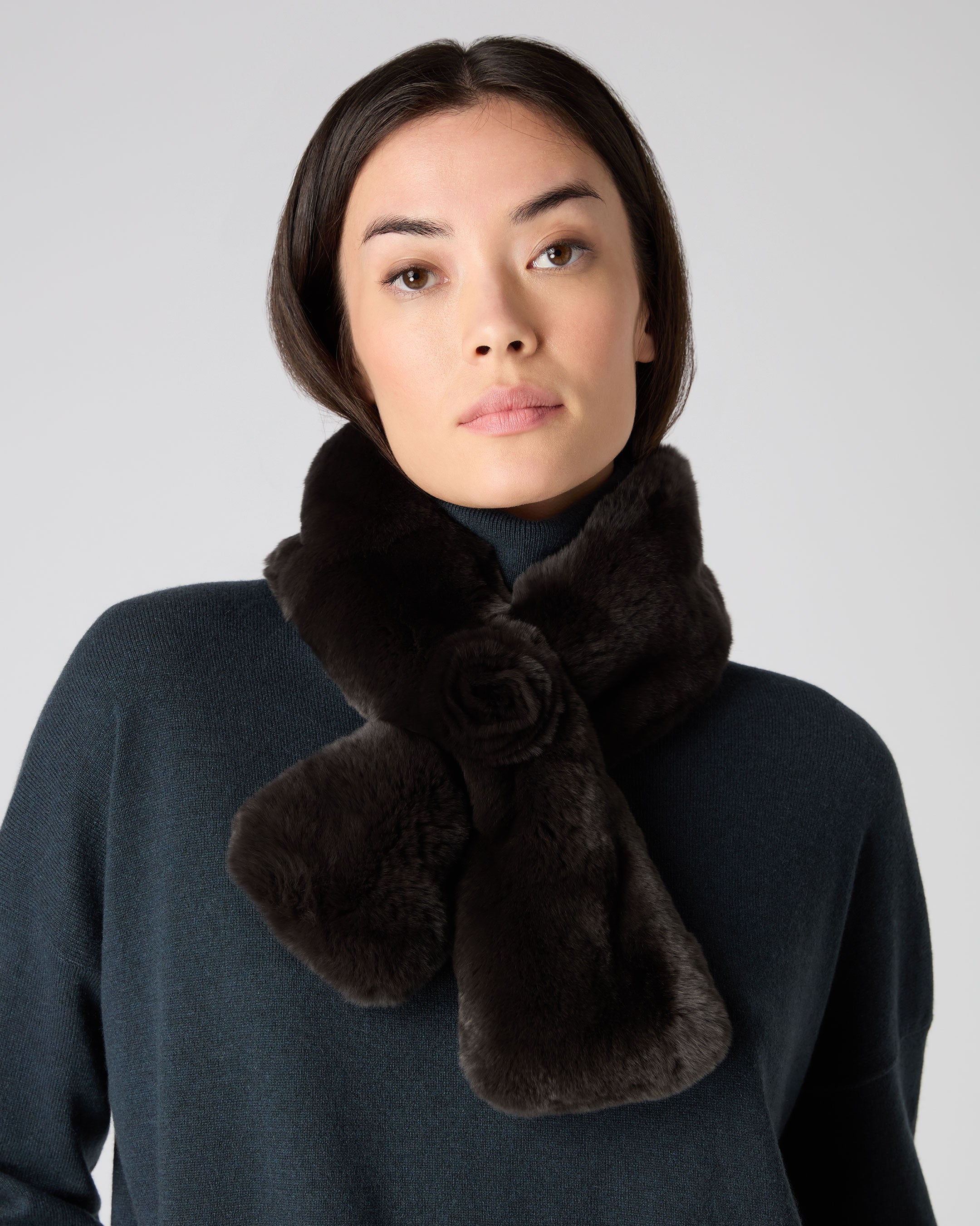 Women's Dark Brown Fur Neck Warmer - Soft Winter Scarf for Cold Weather, Outdoor Activities & Fashion Accessory