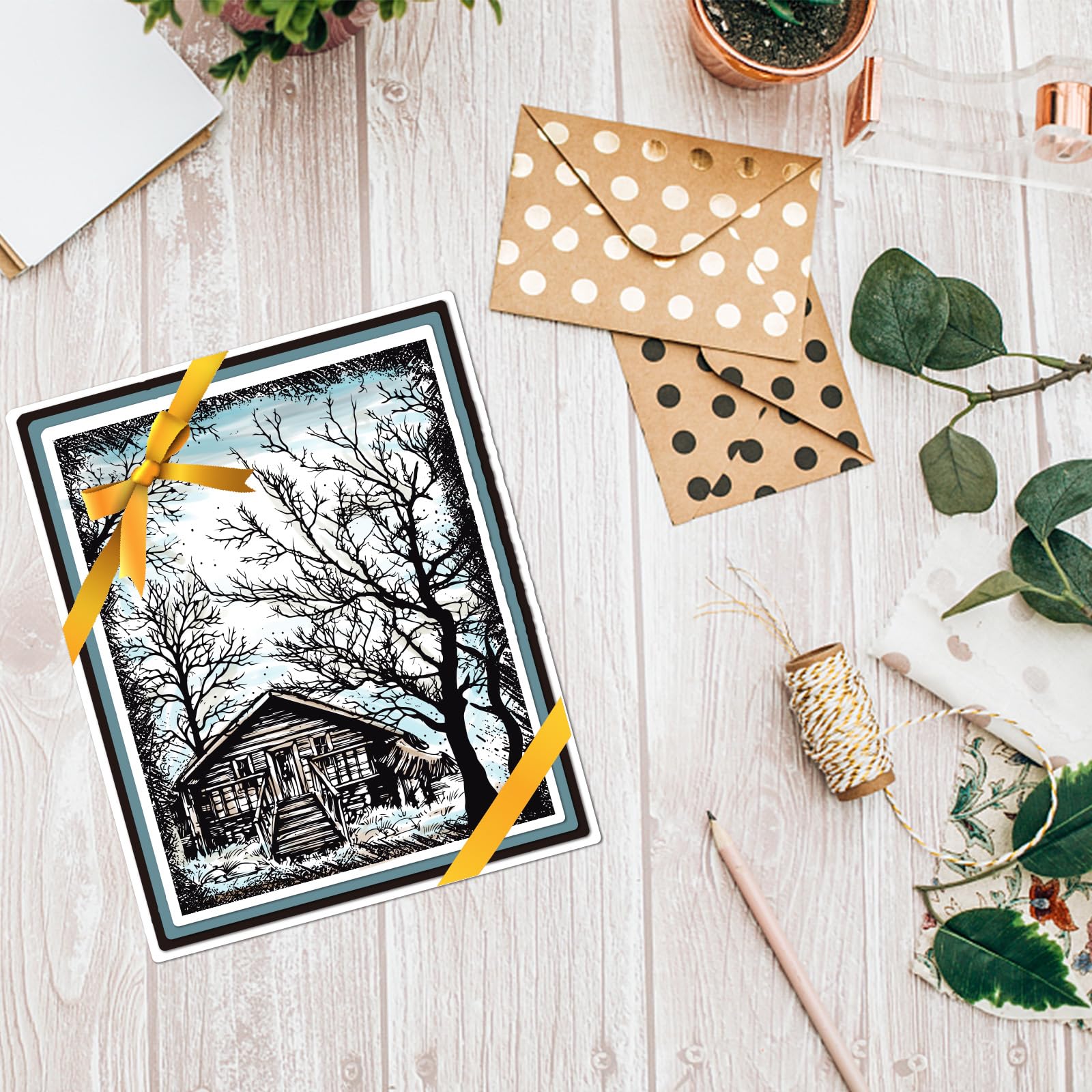 GLOBLELAND Winter Woods Cling Rubber Stamp Set - 8.6×7 Inch DIY Scrapbooking Stamps for Card Making, Photo Albums & Craft Decorations | Perfect for Holiday Greetings, Memory Books & Handmade Gift Projects