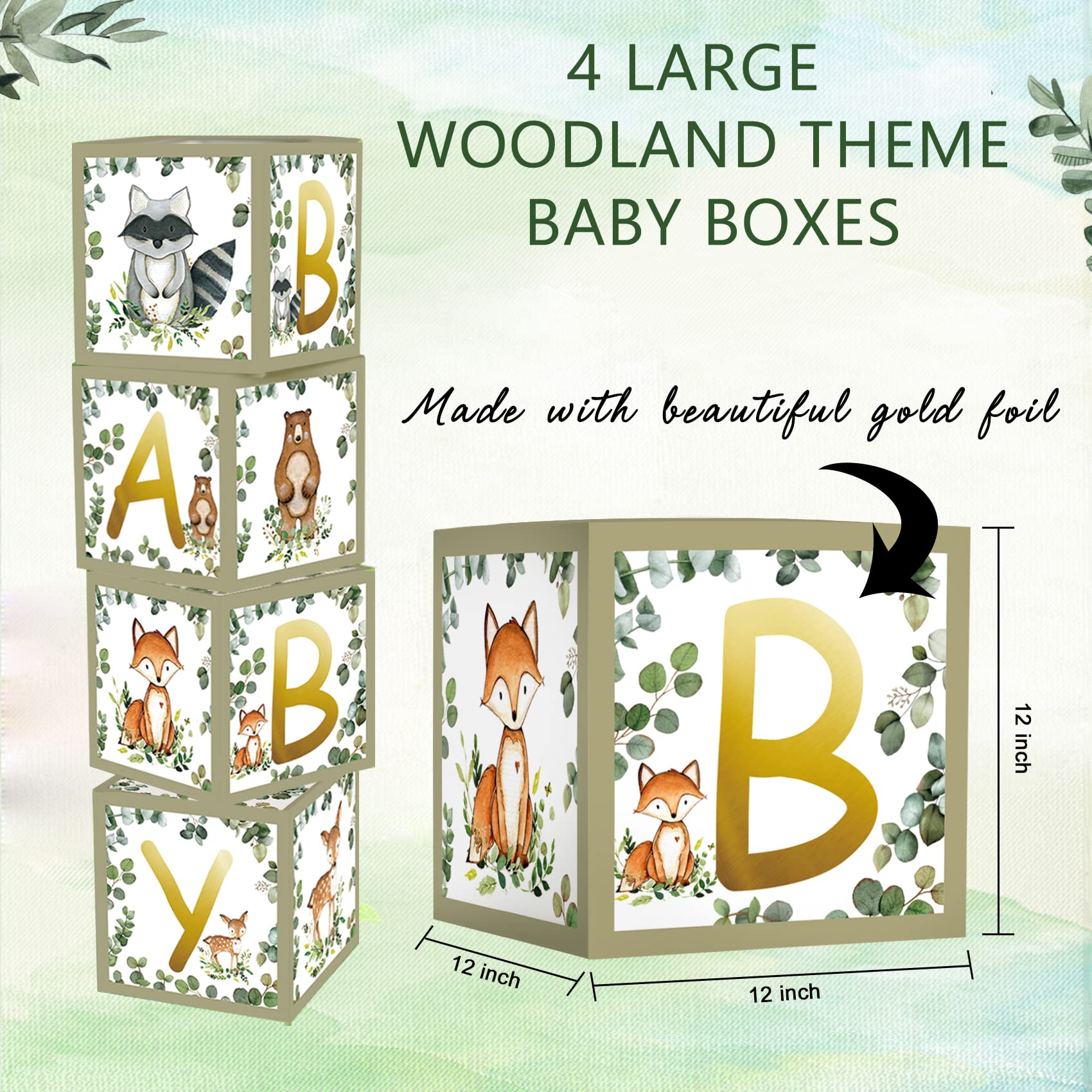 YARA Woodland Plates, Cups & Napkins Set for 24 Guests with Baby Shower Decorations - Perfect for Baby Showers, Birthday Parties & Themed Events