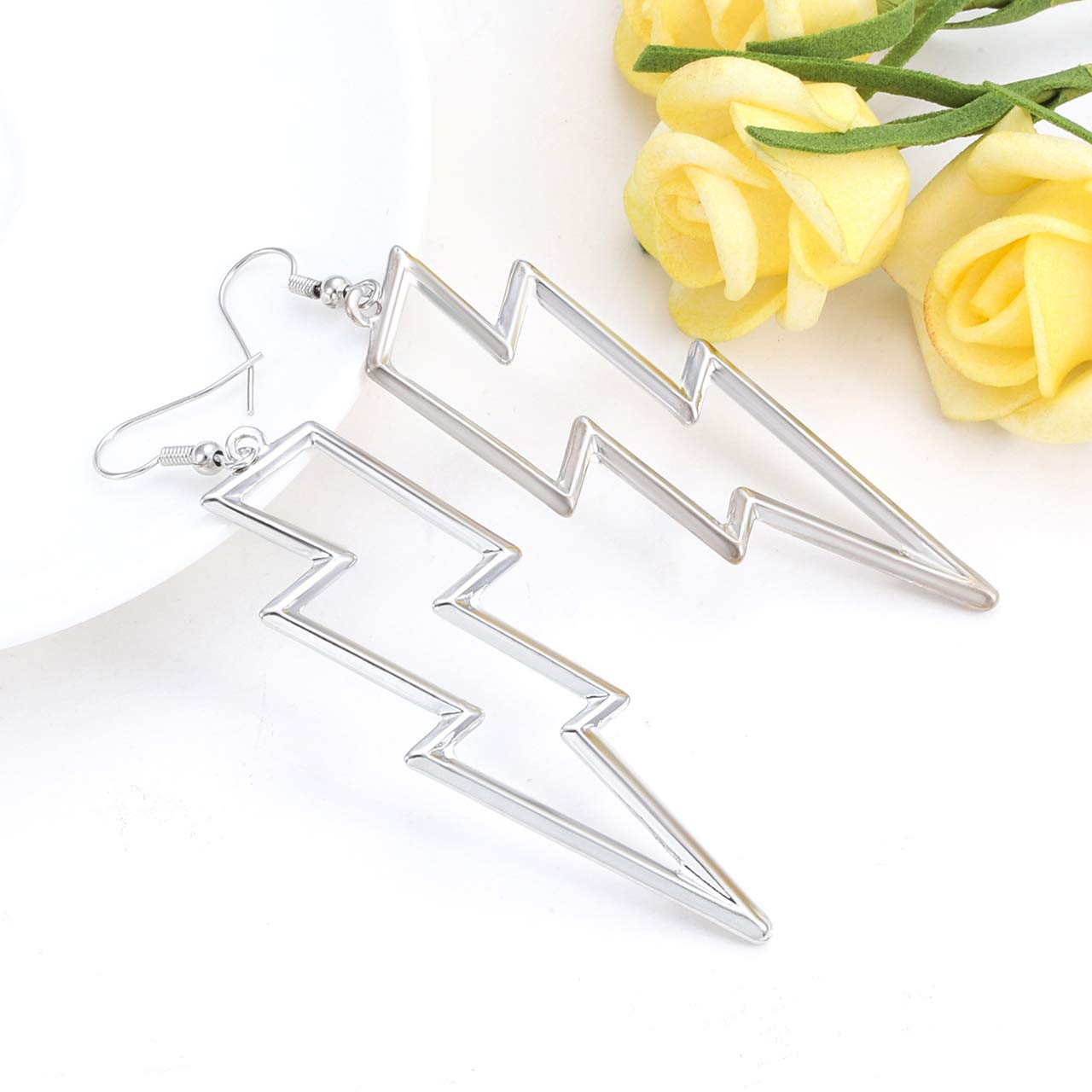 Lightning Bolt Drop Dangle Earrings for Women - Punk Fashion Statement Jewelry with Thunder Hook Design - Perfect for Parties, Concerts and Gothic Outfits