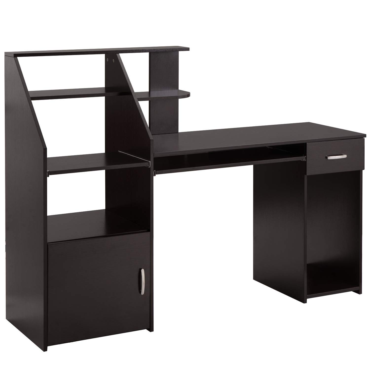 Ergonomic Computer Desk with Storage Cabinet - Home Office Desk with Pull-Out Keyboard Tray & Storage Drawers | Study Writing Workstation for Small Spaces | Perfect for Remote Work, Gaming & Online Learning