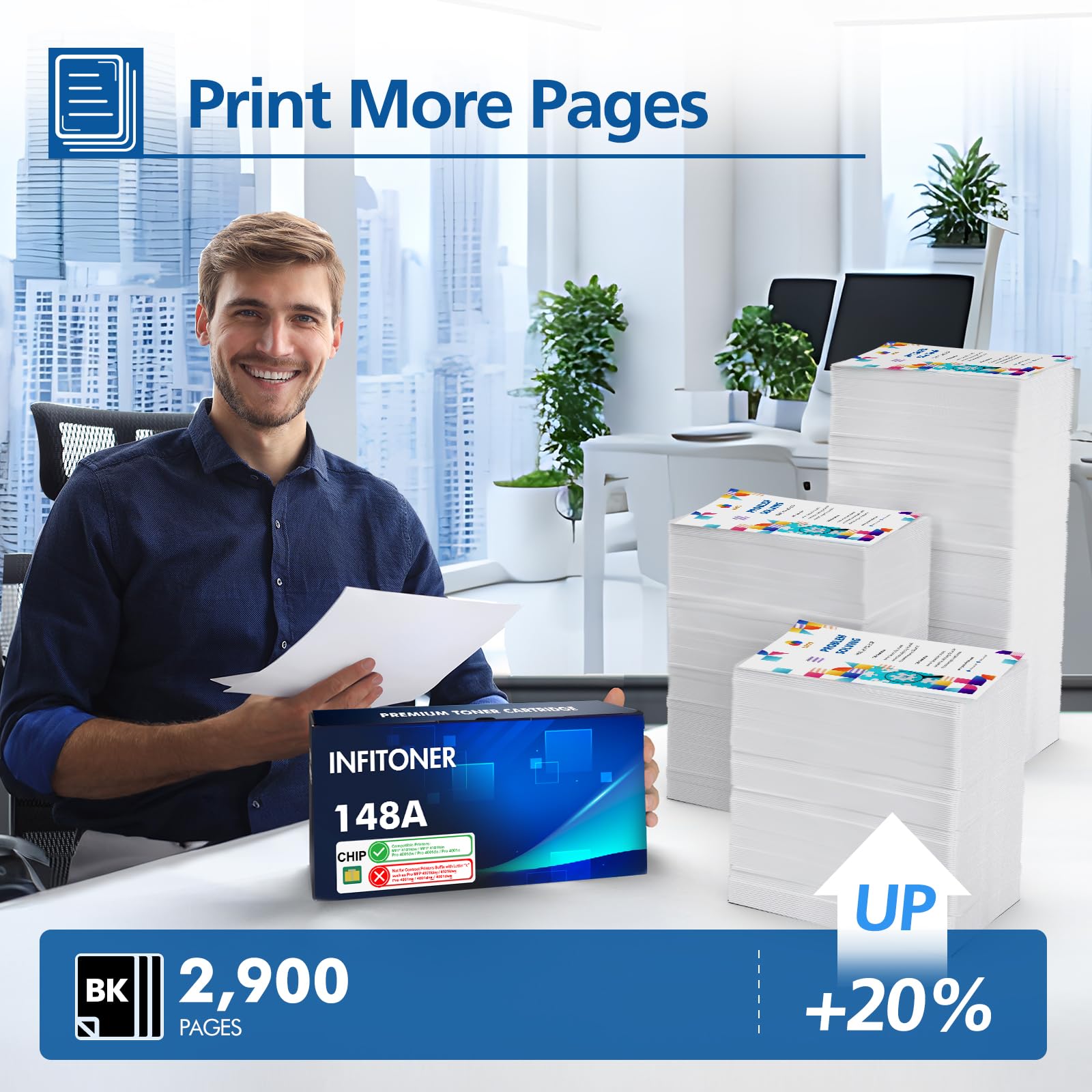 High Yield 148A Black Toner Cartridge 2-Pack (with Chip) - Compatible Replacement for HP 148A/148X/W1480A/W1480X - Works with HP LaserJet Pro 4001dw/4001dn/4001n/MFP 4101fdw/4101fdn Printers - Ideal for Office Printing & High Volume Documents