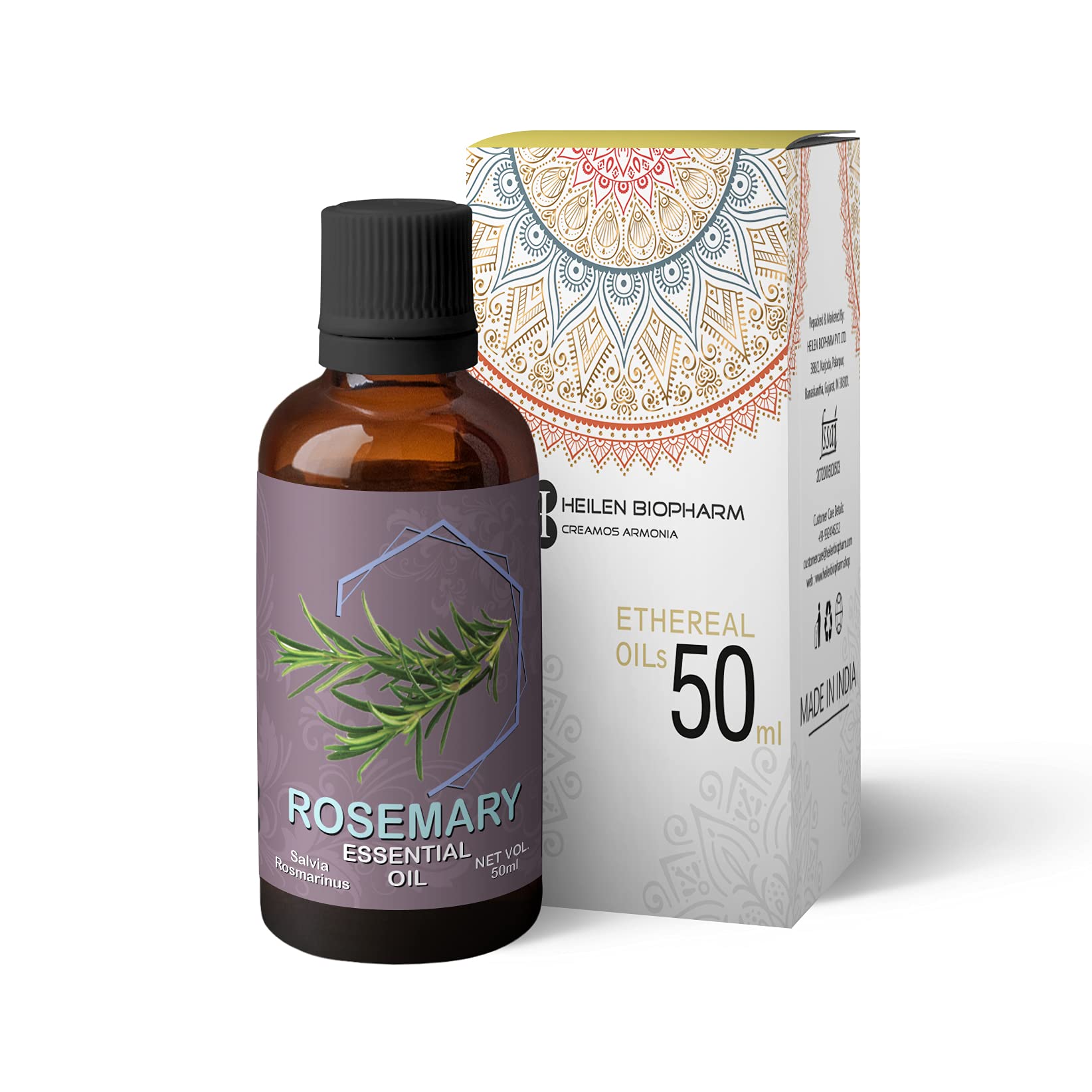 Organic Rosemary Essential Oil for Skin & Hair Care - 50mL Pure Therapeutic Grade Aromatherapy Oil | Natural Body Nourishment & Relaxation | Perfect for Massage, Diffuser & DIY Beauty Products