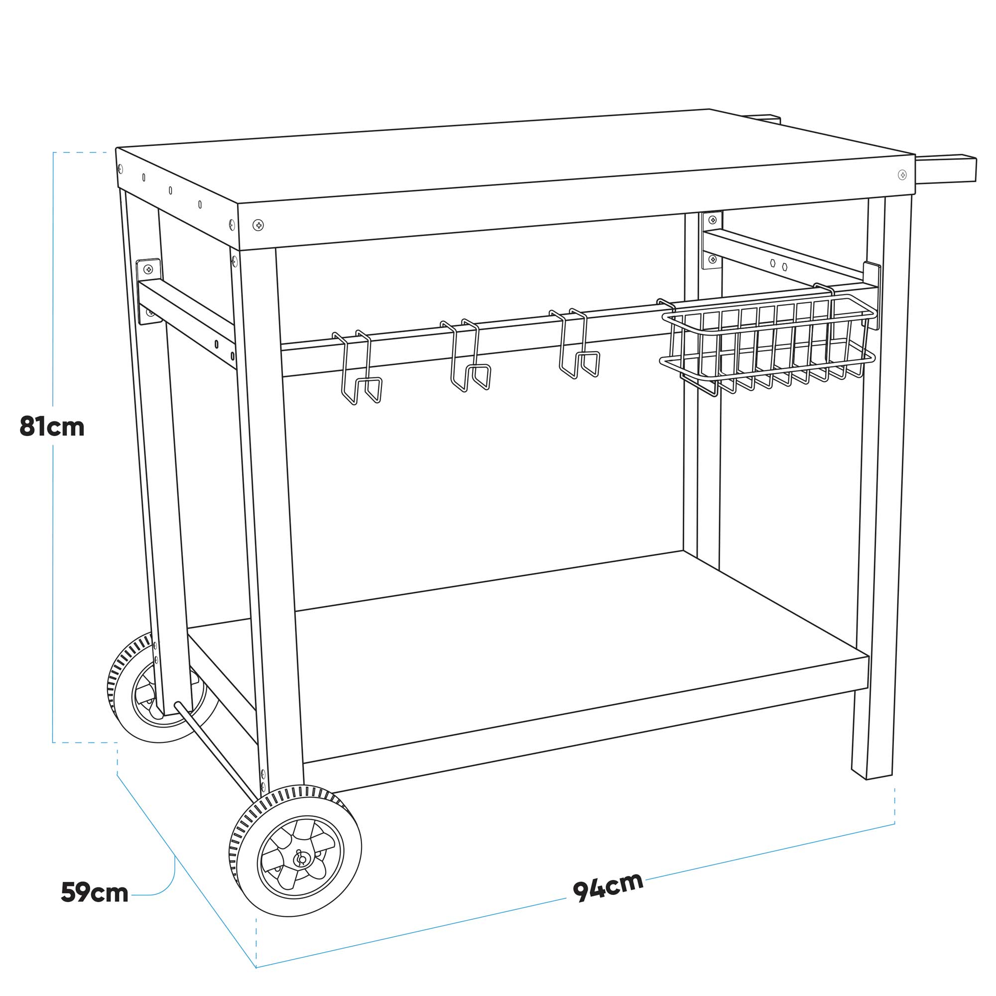 Premium Stainless Steel BBQ Grill Cart with Utensil Holder & Side Shelves - Heavy Duty Outdoor Cooking Trolley for Patio, Backyard & Camping - Perfect for Grilling, Smoking & Tailgating Parties