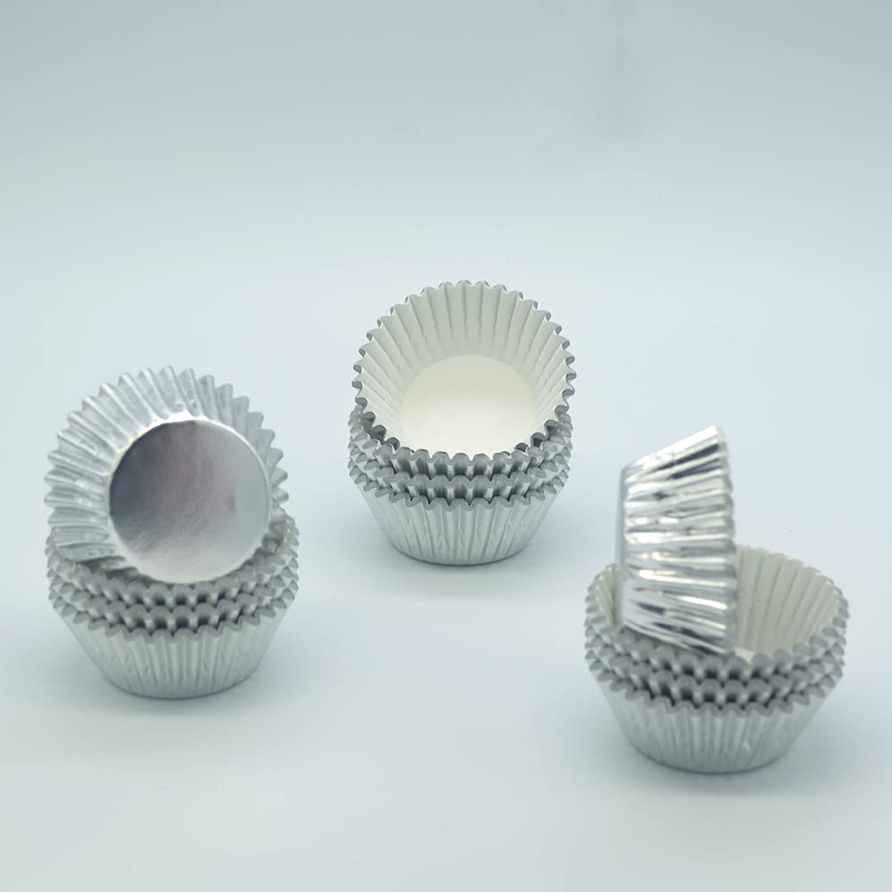 Premium Silver Foil Cupcake Liners - 240 Count Mini Baking Cups for Weddings, Birthday Parties, Baby Showers & Holiday Events - Elegant Dessert Decorations for Professional Baking & Home Use