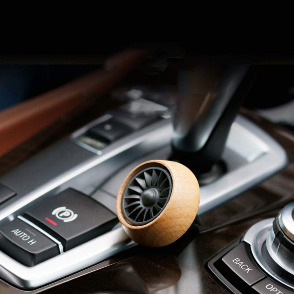 Premium Wooden Car Air Freshener - Rotatable Fan Blade Design for AC Vents | Natural Aromatherapy Diffuser | Beige | Perfect for Cars, Offices & Home Use