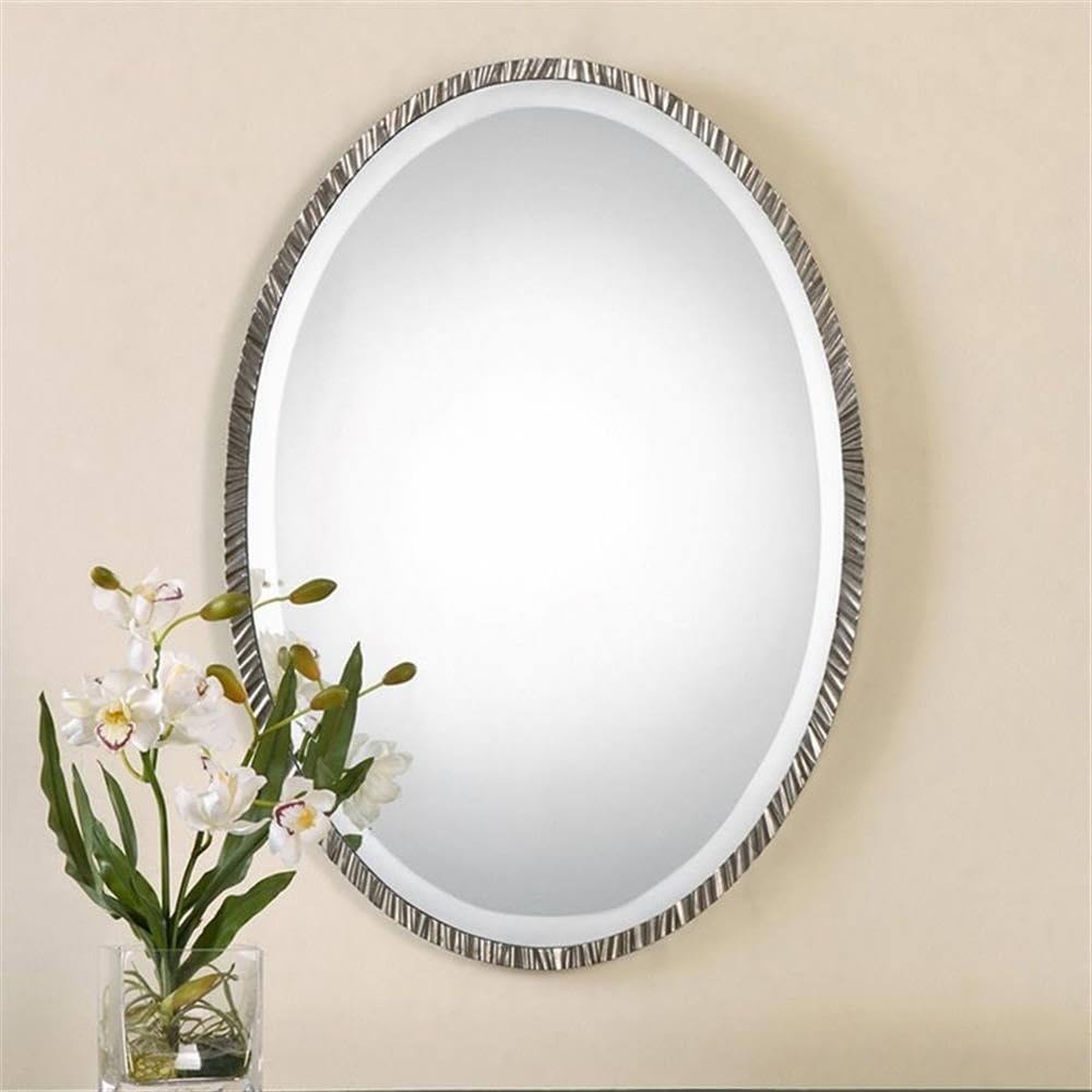 BOWERY HILL Modern Oval Wall Mirror - Framed Glass Mirror for Living Room, Bedroom, Entryway & Bathroom Decor