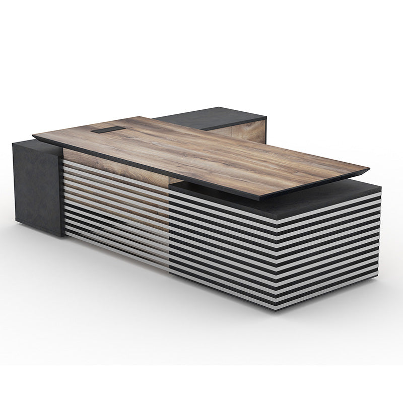 Premium PHOENIX Executive Desk with Right Return - 2.8M Warm Oak & Black Finish - Perfect for Home Office, Corporate Workspace & Modern Business Environments