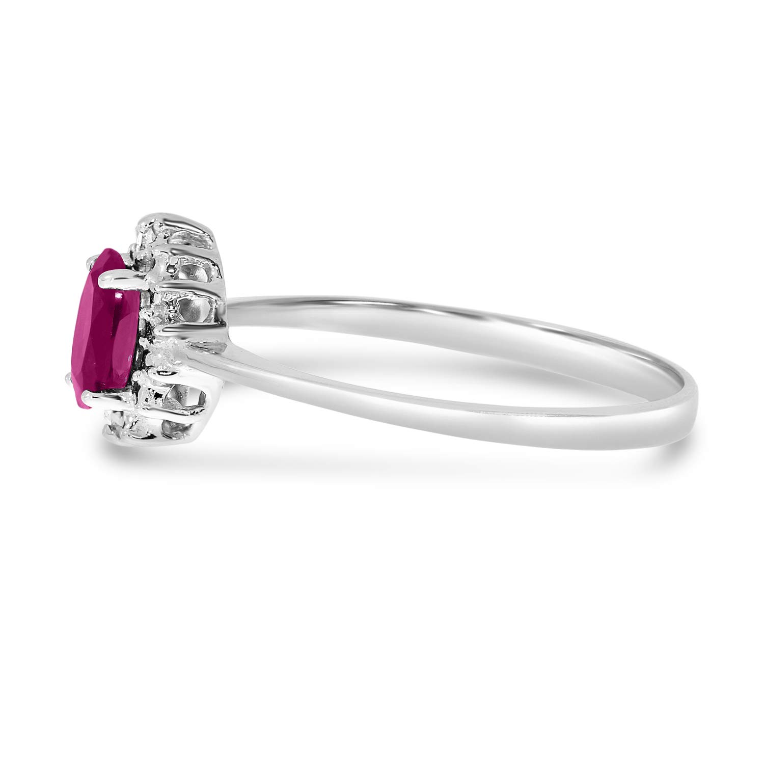 10K White Gold Oval Ruby and Diamond Ring for Women - Elegant Vintage Style Engagement & Wedding Band - Perfect for Anniversaries, Proposals, and Special Occasions
