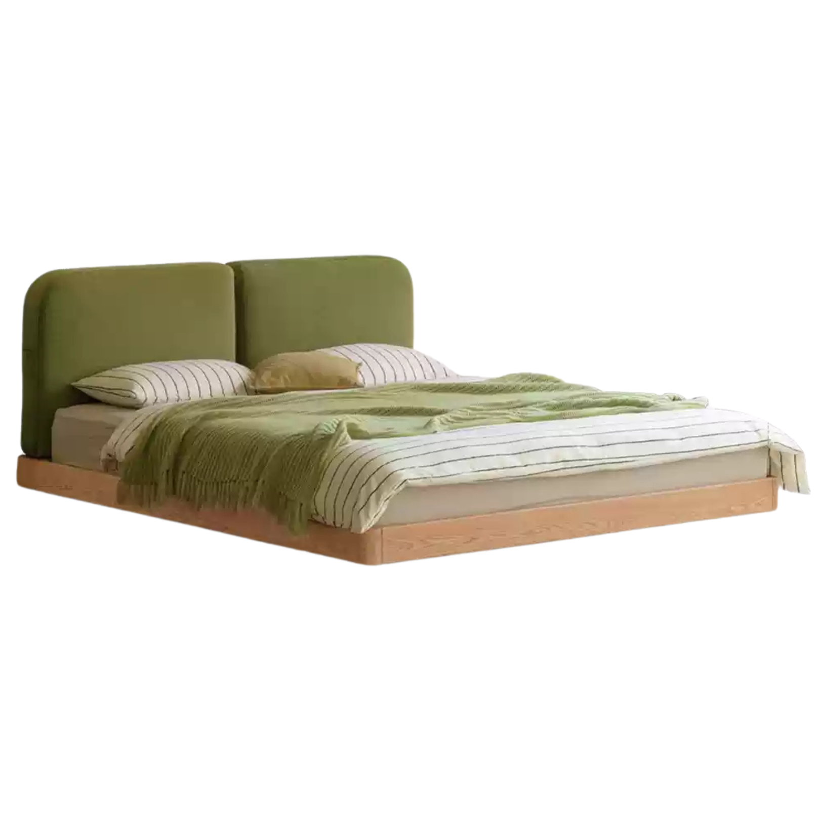 Premium Oak Solid Wood Lamb Fleece Soft Suspension Cream Bed - Cozy & Supportive Sleeping Solution for Modern Bedrooms, Guest Rooms & Nursery Decor
