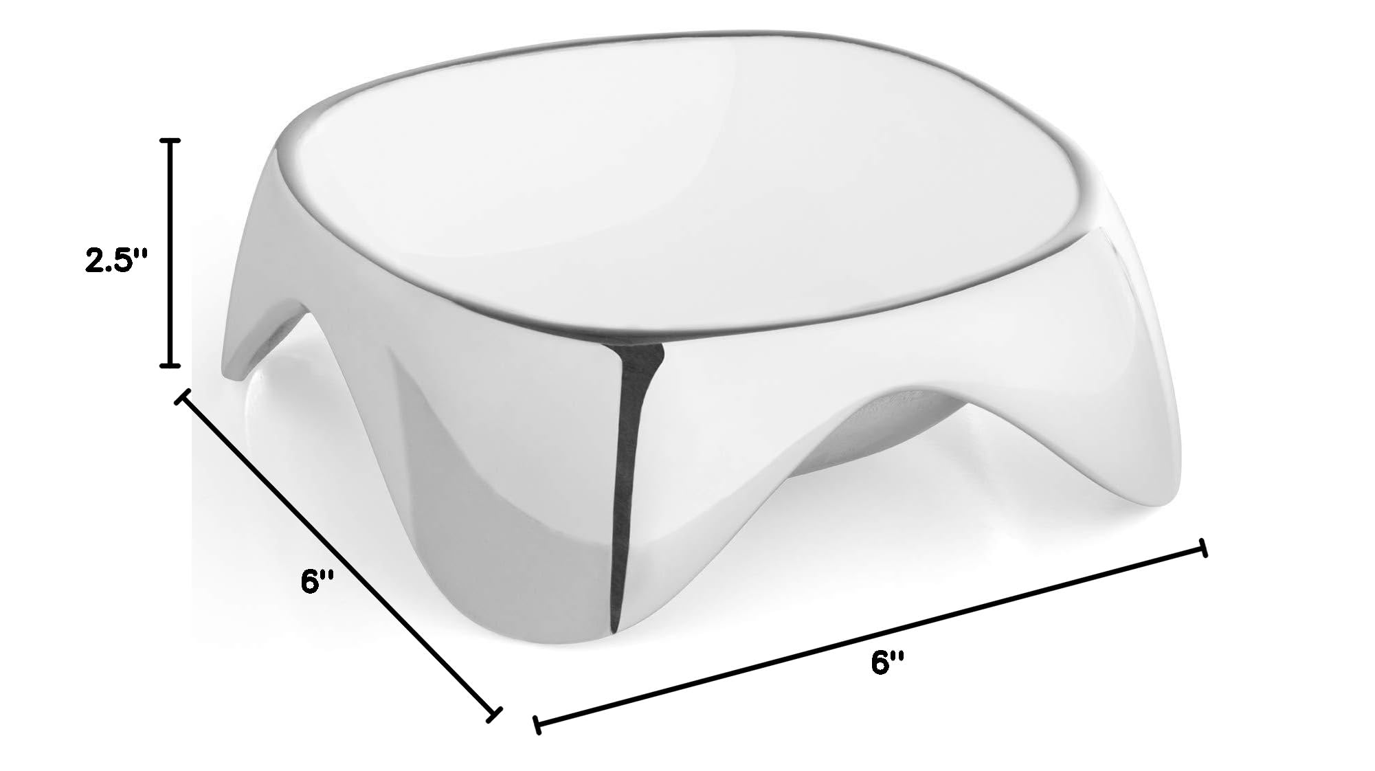 Nambe Medium Square Enameled Dog Bowl - Non-Slip Pet Food & Water Dish - 6