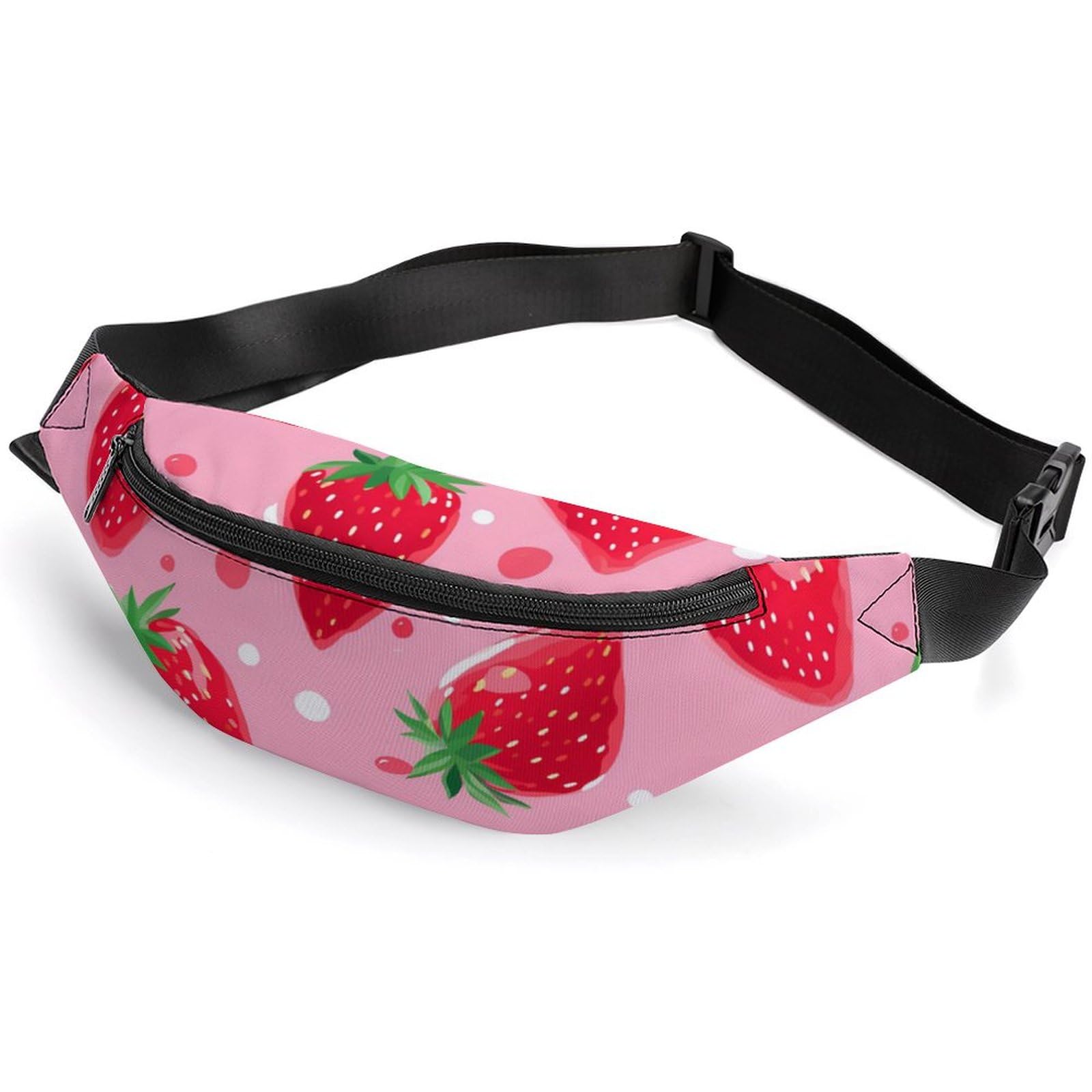 Strawberry Print Adjustable Waist Bag Crossbody Pouch for Women & Men - Fashionable Belt Bag for Travel, Running, Shopping & Outdoor Activities
