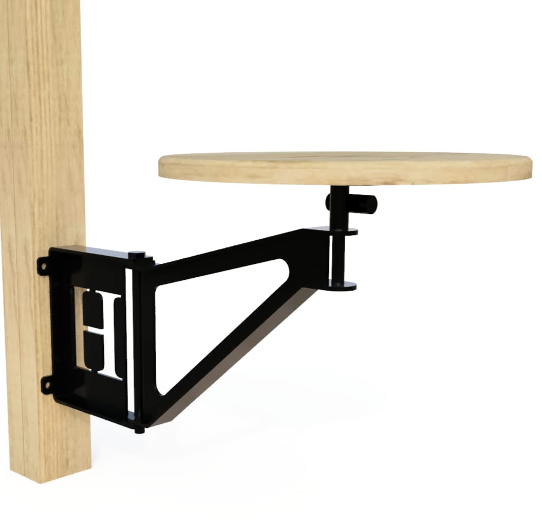 Monogram Swing Away Bar Stool with Wooden Seat - Round & Rectangle Design - Wall Mount Required - Perfect for Kitchen Islands, Home Bars & Small Spaces