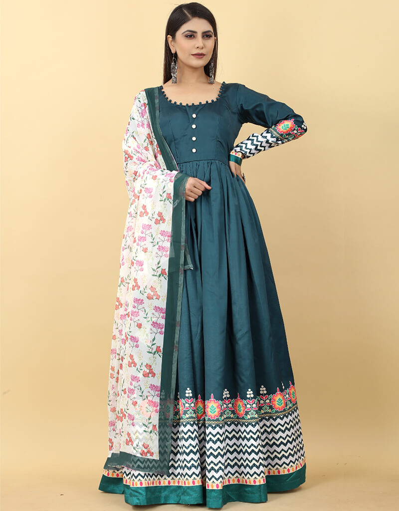Elegant Blue Dianne Designer Party Gown with Dupatta - Perfect for Weddings, Evening Events & Special Occasions