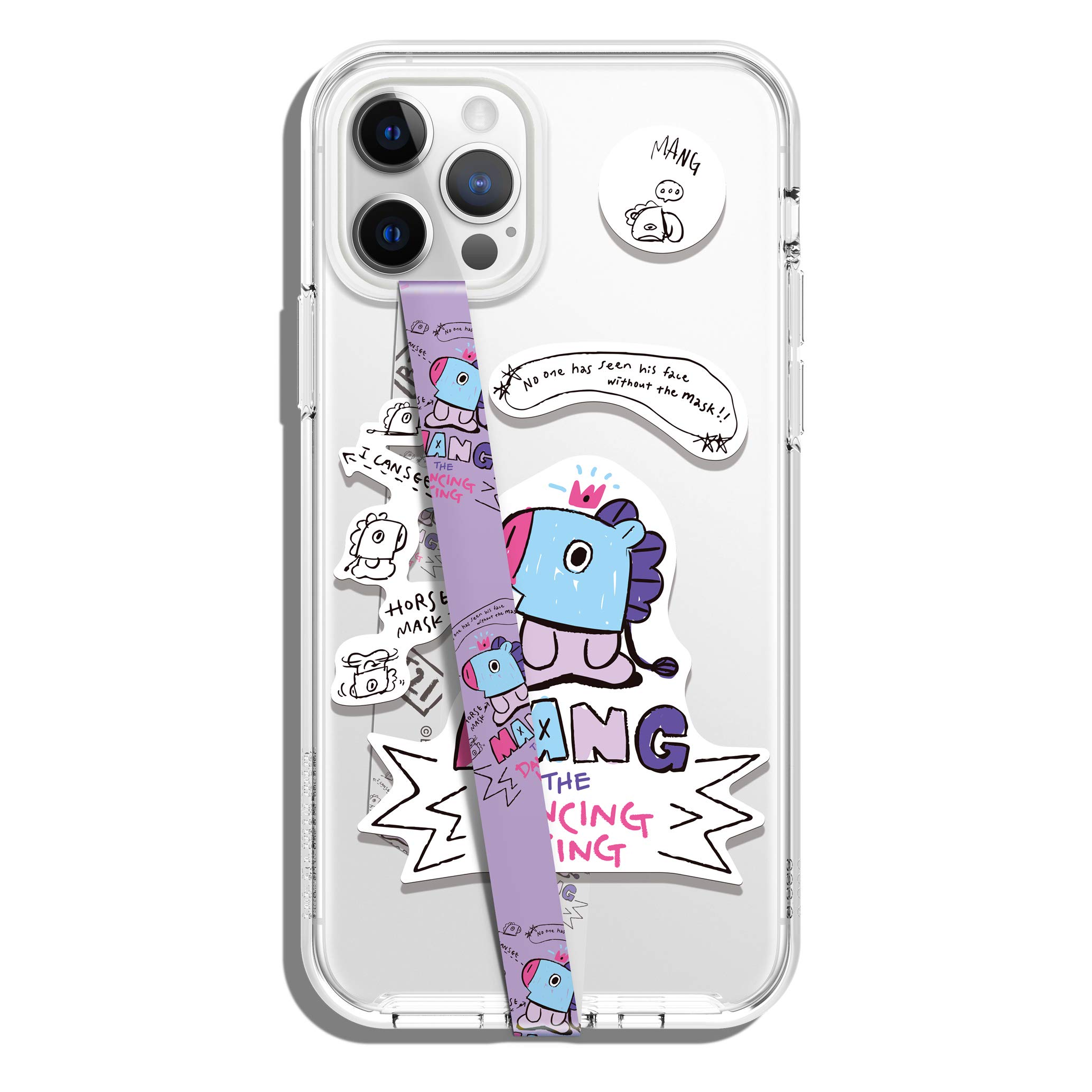 elago BT21 Phone Strap with Stickers - Double Sided Design, Phone Loop & Grip for All Smartphone Cases, MagSafe Compatible - Perfect for Daily Commute, Travel & Hands-Free Convenience