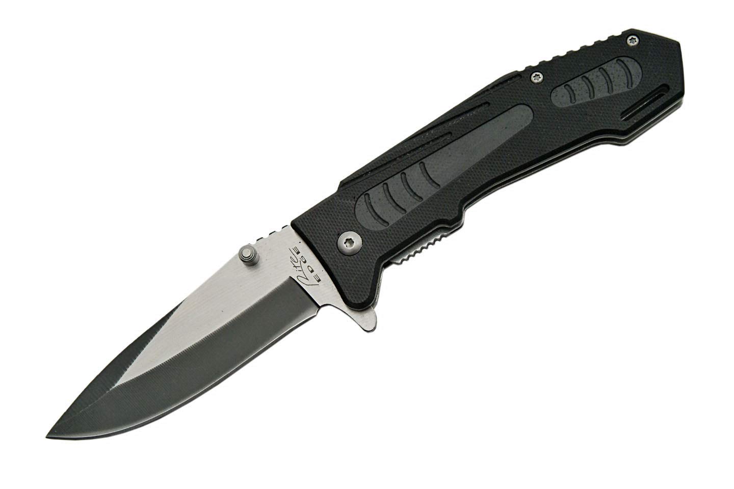 SZCO Supplies G-10 Assisted Opening Folding Knife - Black Tactical Pocket Knife for Outdoor Camping, Hiking & EDC (Everyday Carry)