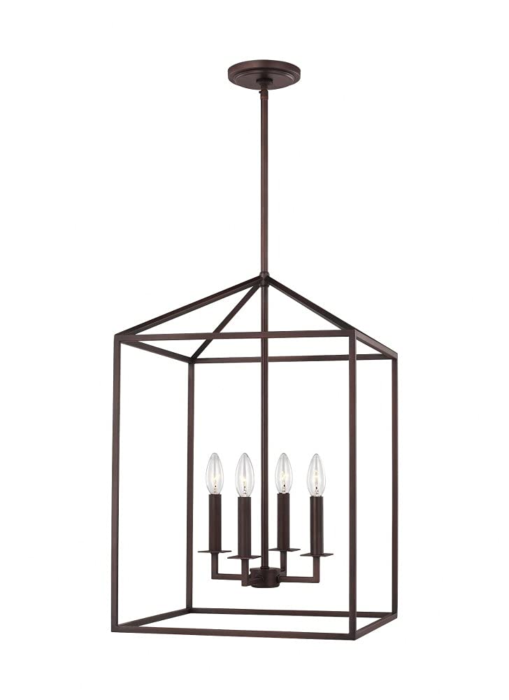 Generation Lighting 4-Light Perryton Pendant Fixture in Bronze (5115004-710) - Modern Ceiling Light for Home Decor with 60W Candelabra Base - Perfect for Foyer, Living Room, Dining Room & Bedroom Lighting
