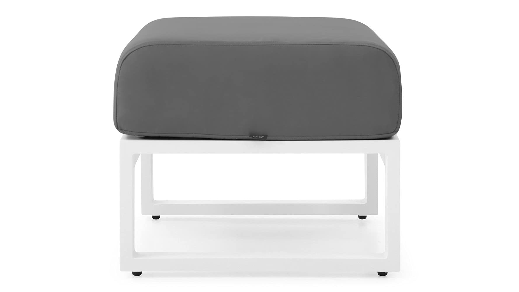 ZURI Modern Elba Outdoor Ottoman with Quick-Dry Cushions & Powder-Coated Aluminum Frame - Weatherproof Patio Furniture for Poolside, Garden & Deck - White/Gray